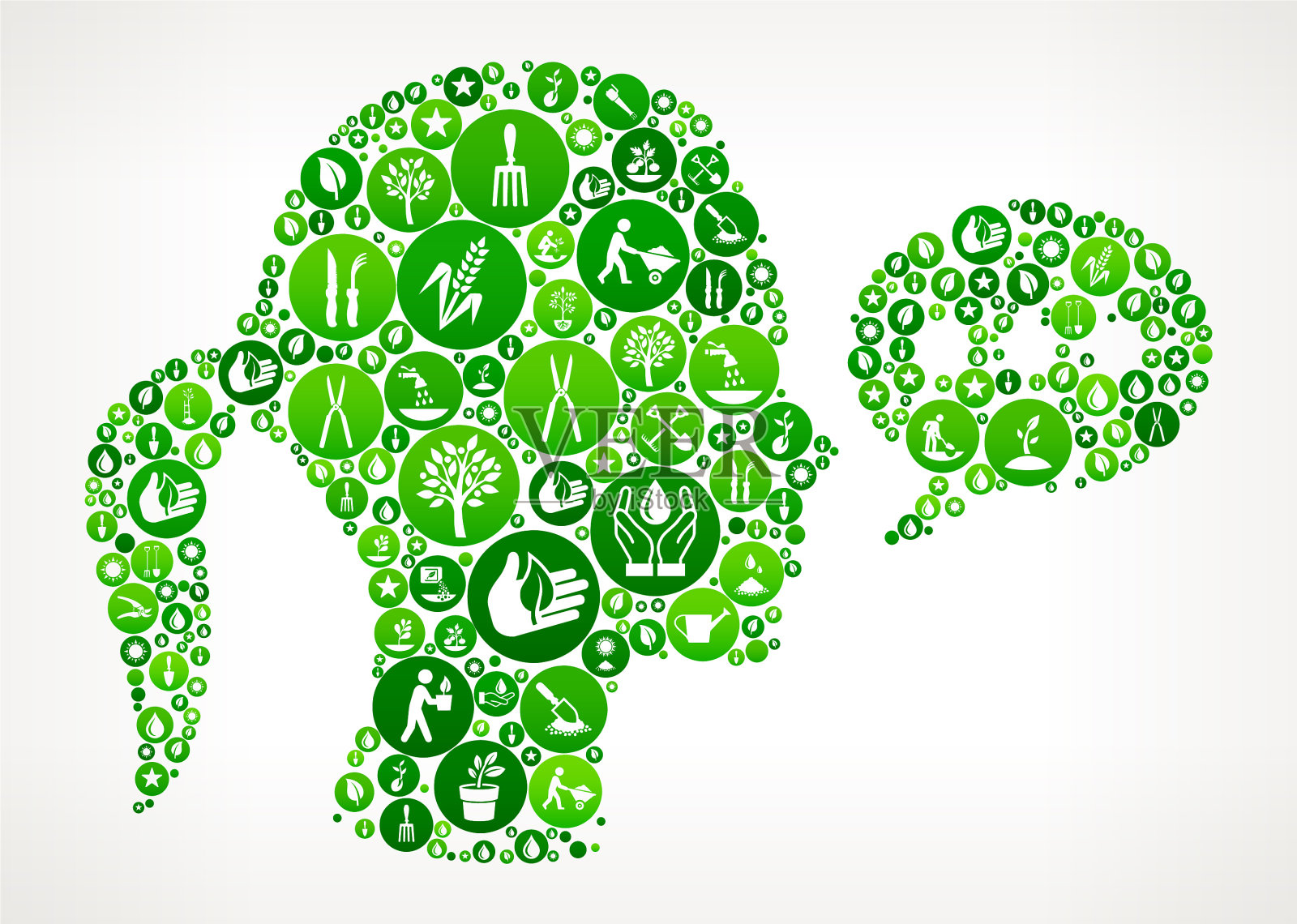 聊天泡泡脸花园和园艺图标按钮模式插画图片素材