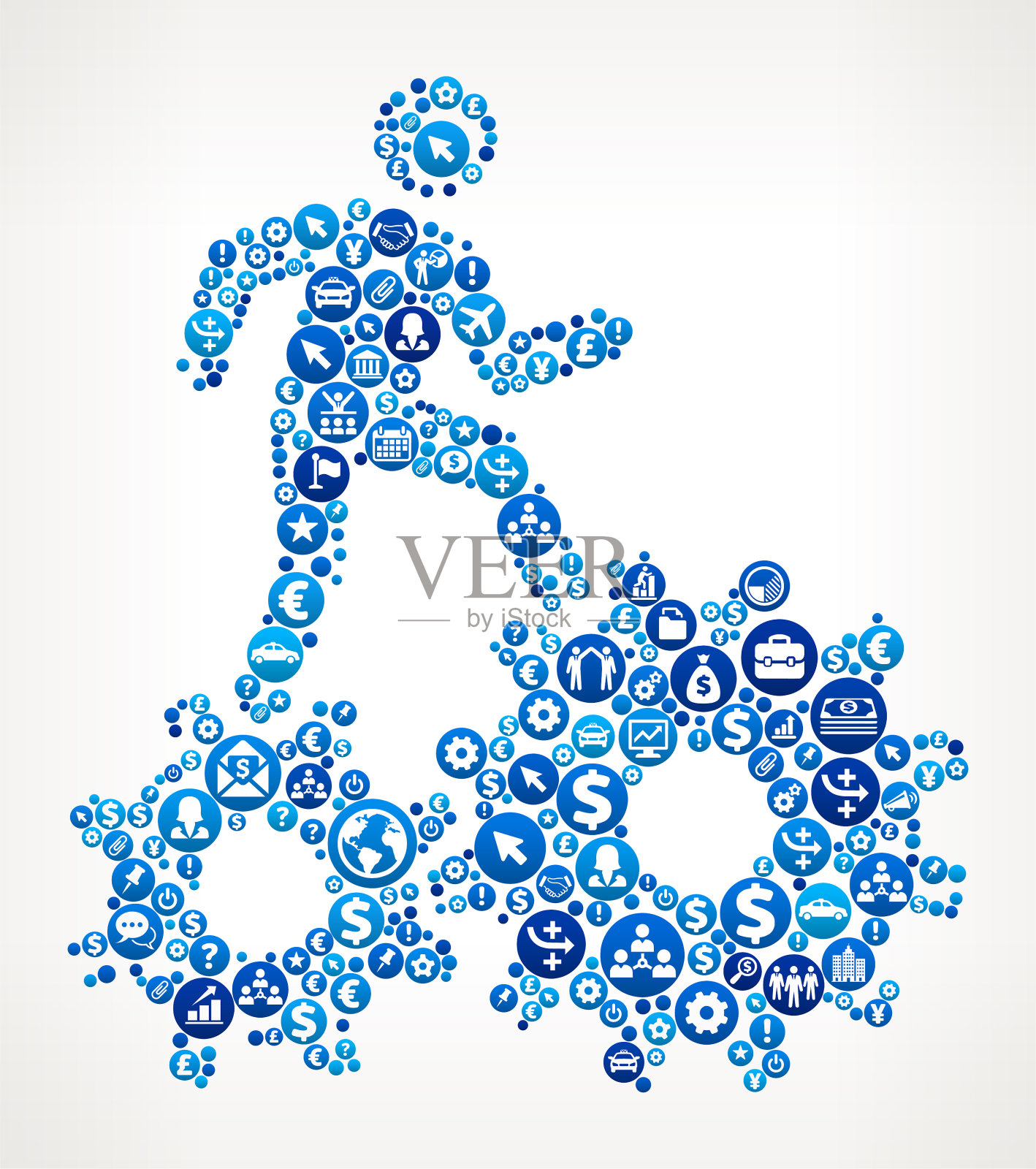 登山装备商业和金融蓝色图标模式插画图片素材