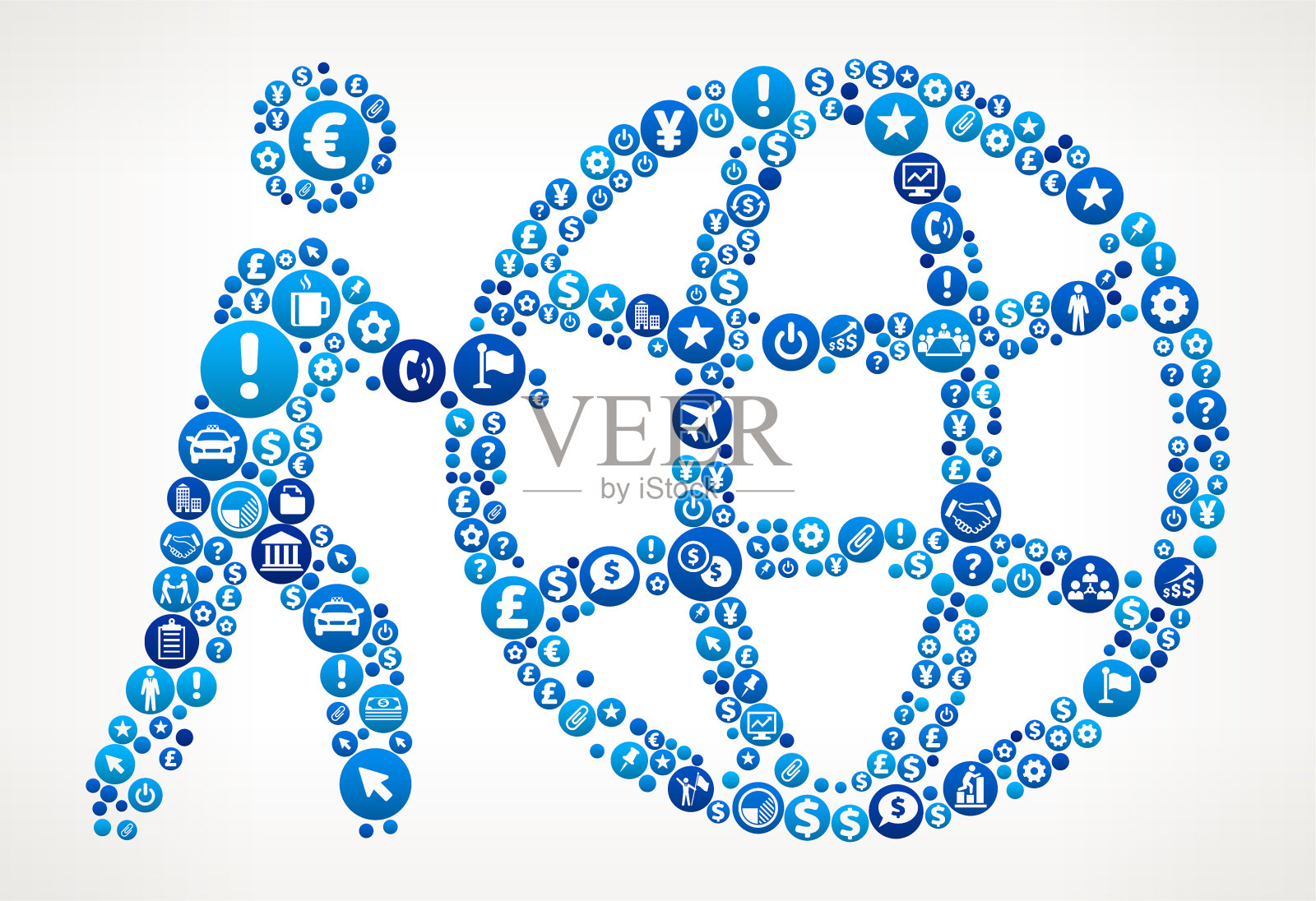 简笔画推动全球商业和金融蓝色图标模式插画图片素材