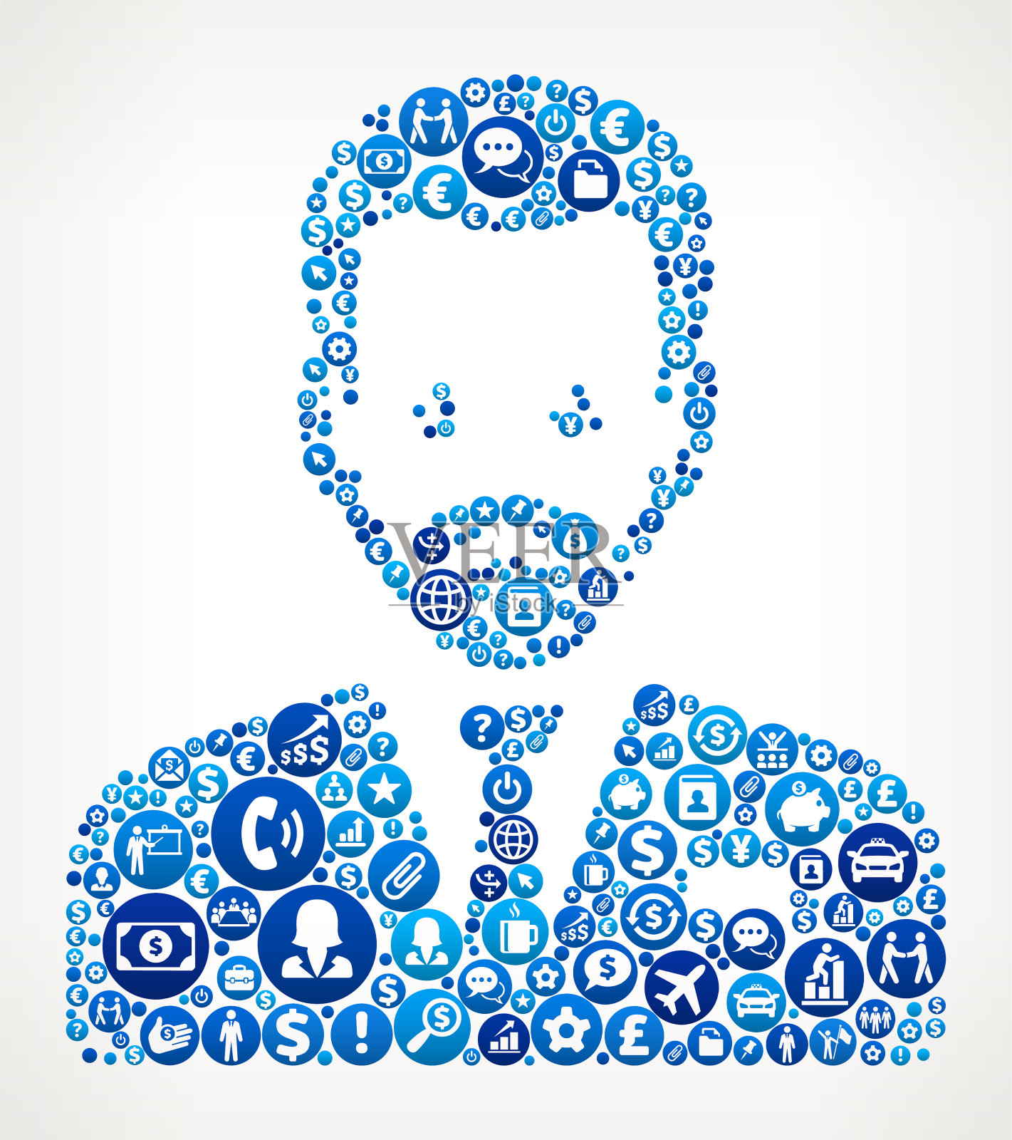 男人的脸肖像商业和金融蓝色图标模式插画图片素材