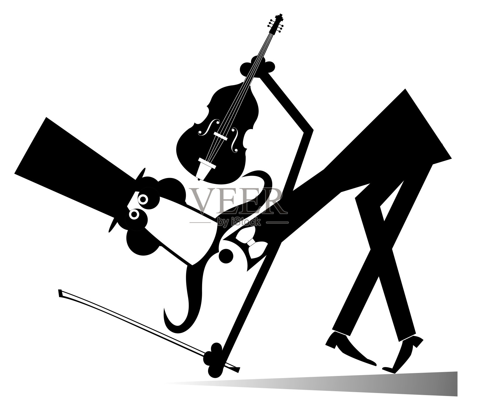 卡通长胡子大提琴插画孤立插画图片素材