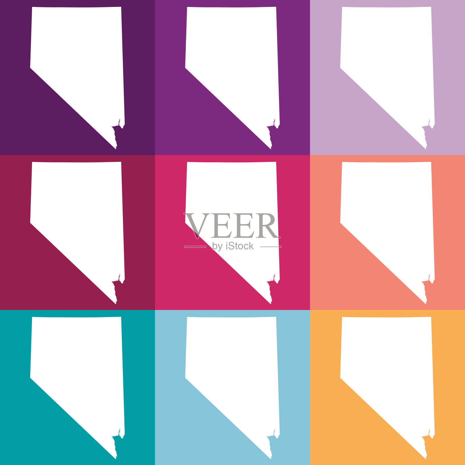 矢量内华达，美国地图在柔和的颜色插画图片素材