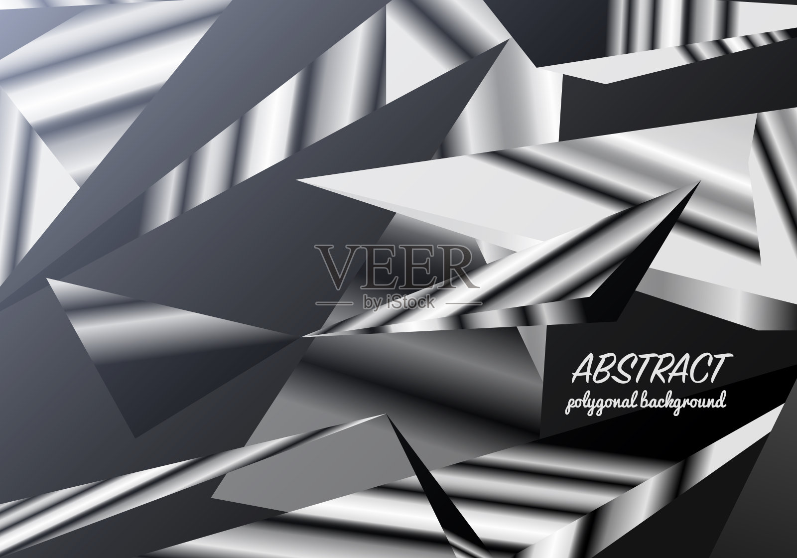 抽象多边形背景，三角形马赛克，几何纹理，网站名片，黑色水晶背景插画图片素材
