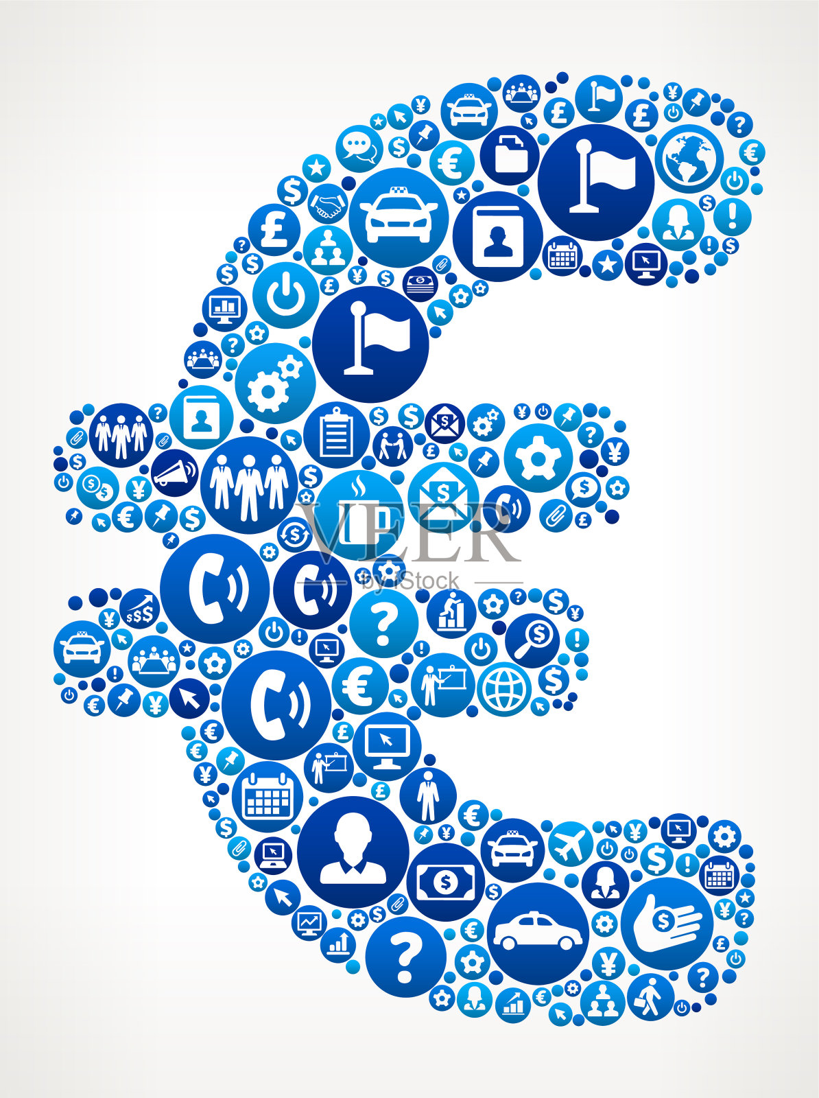 欧元符号商业和金融蓝色图标图案插画图片素材