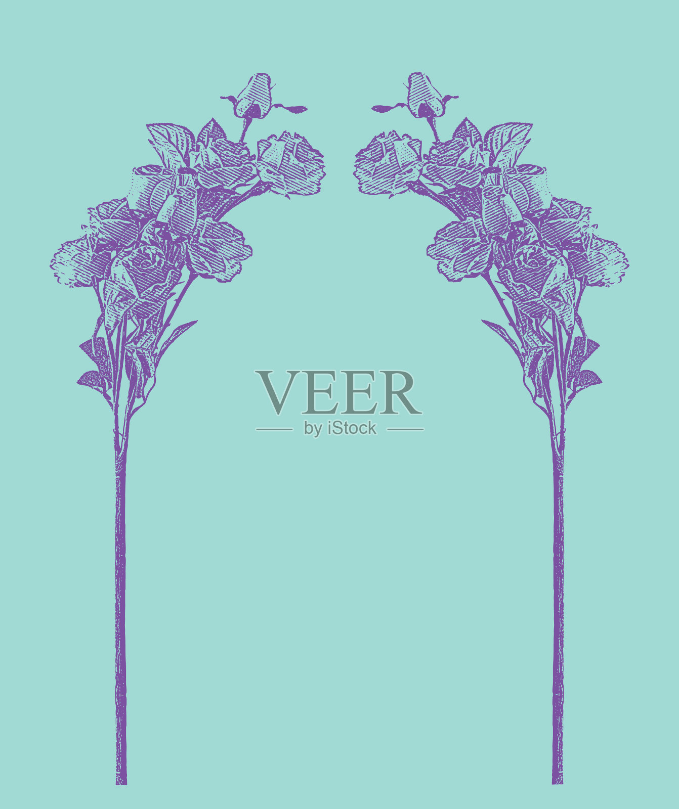 雕刻的一个玫瑰花框架与复制空间插画图片素材