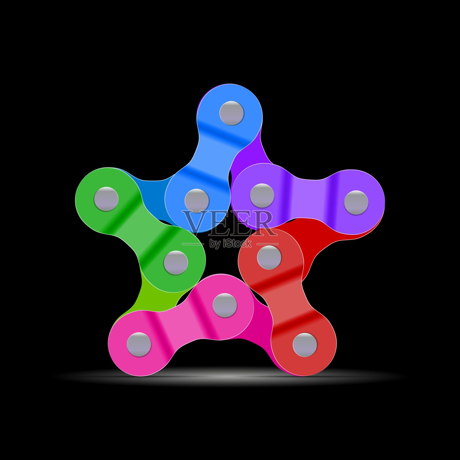 矢量五角星制成的自行车或自行车链插画图片素材