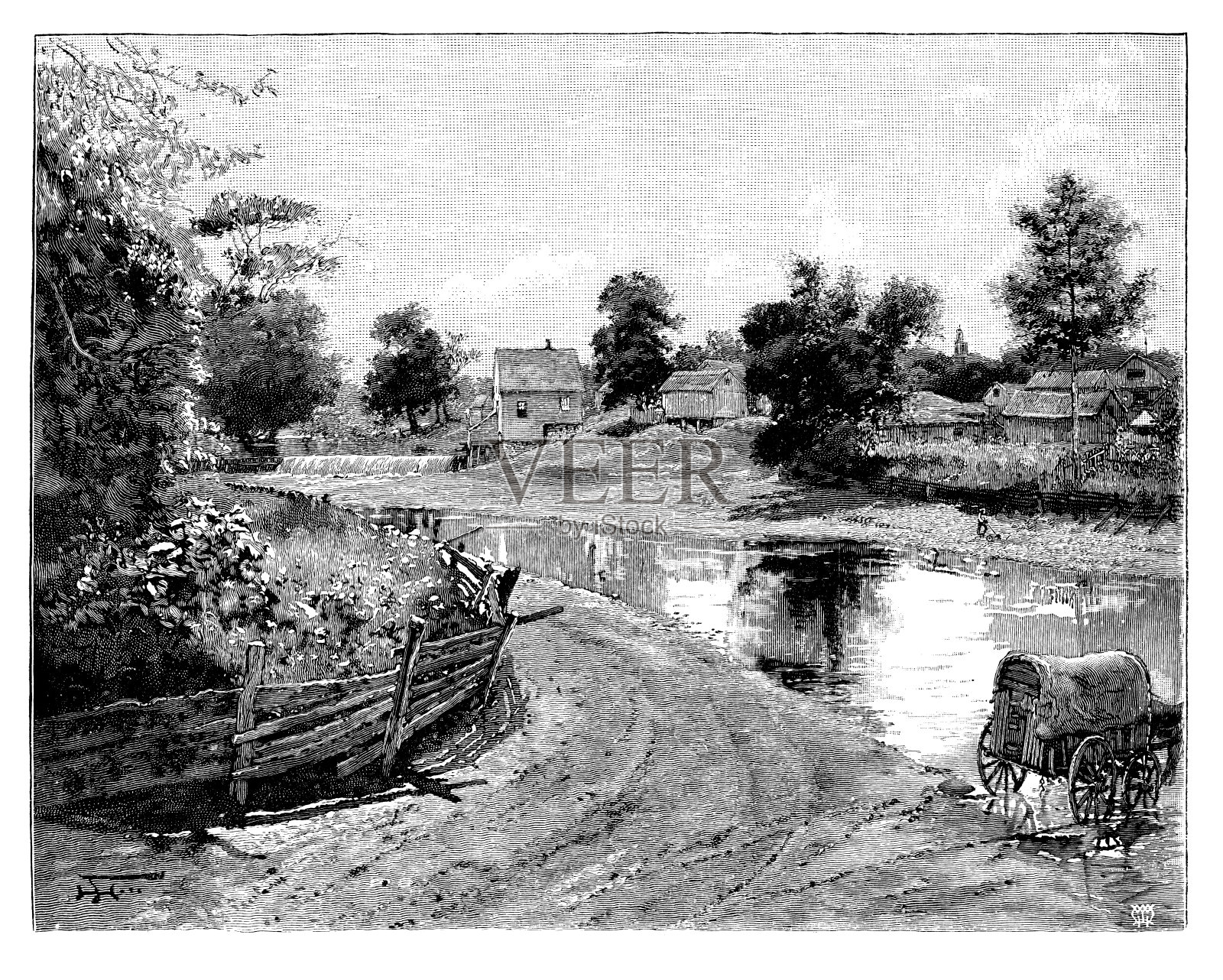 小镇插画图片素材