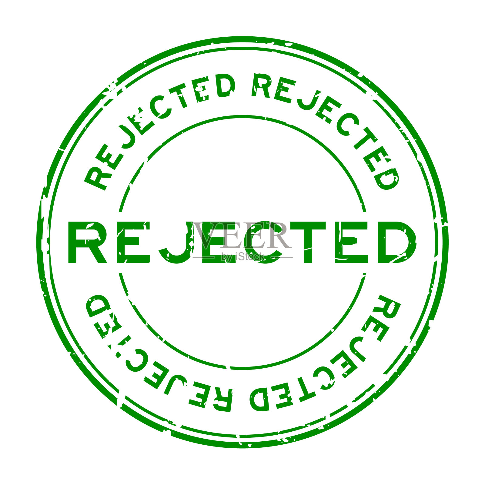 垃圾绿色不合格的圆形橡胶印章上的白色背景插画图片素材