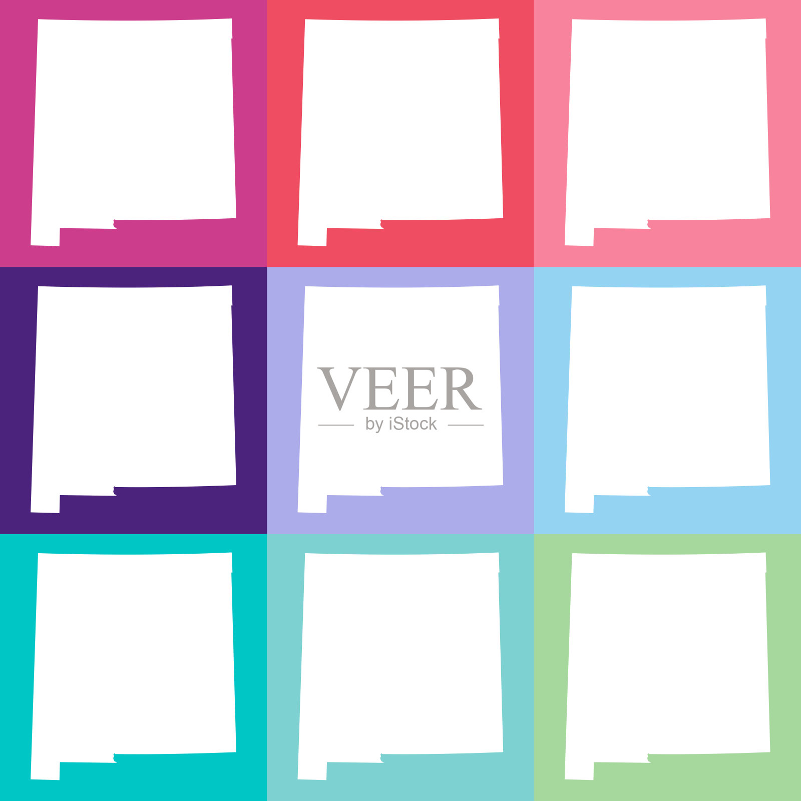 矢量新墨西哥，美国地图在凉爽的颜色插画图片素材