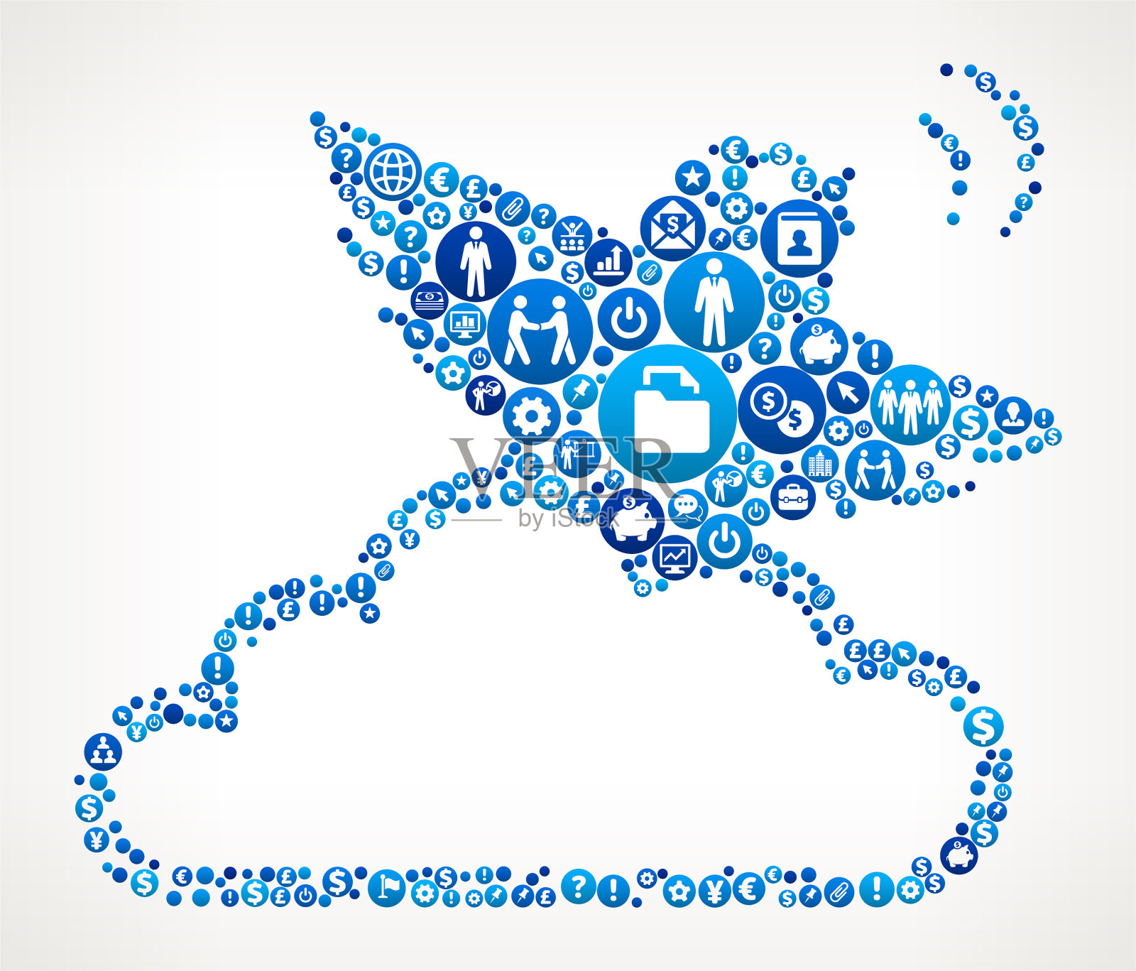 通信云计算业务和金融蓝色图标模式插画图片素材