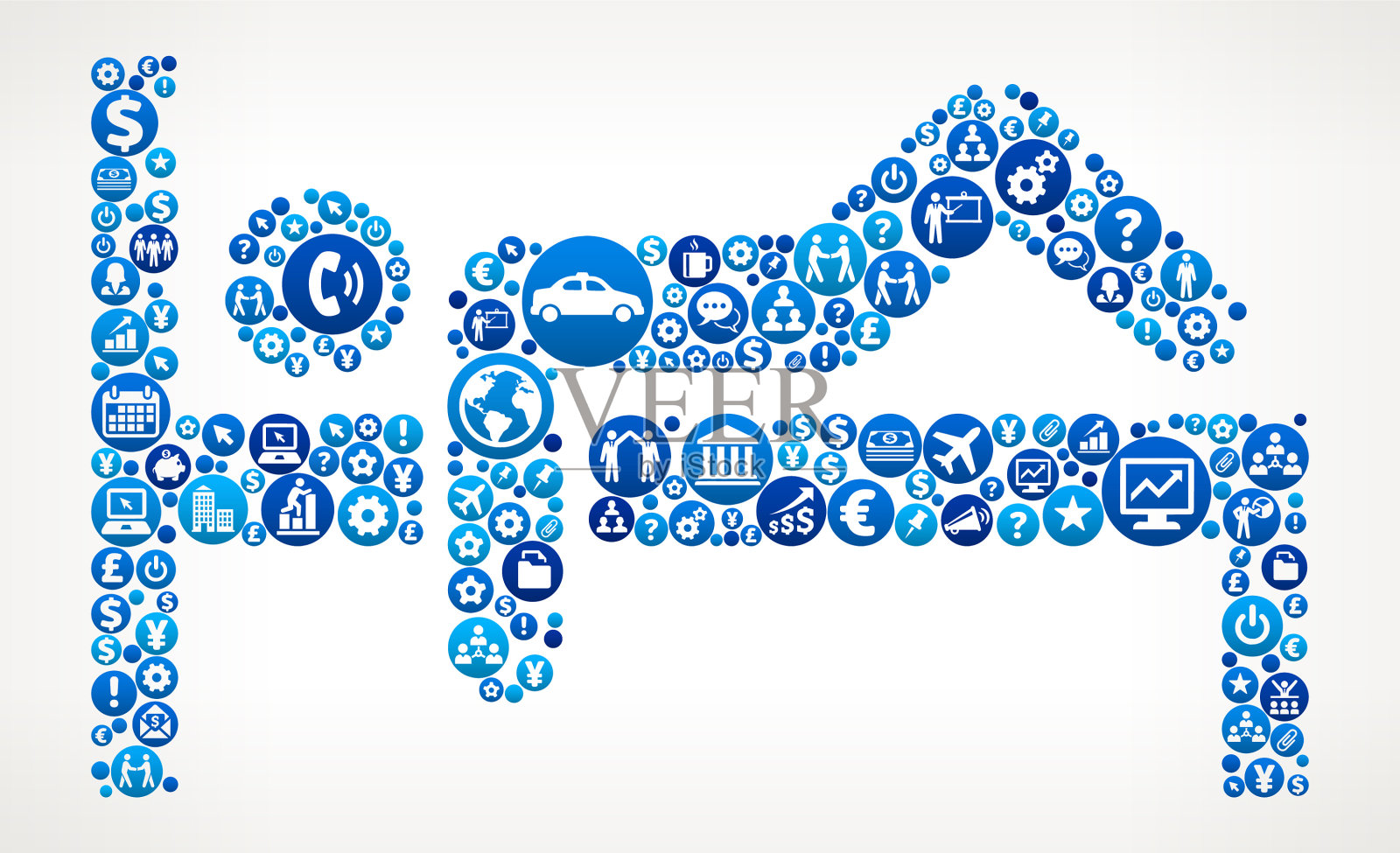 商务金融蓝色图标图案中休息的男人插画图片素材