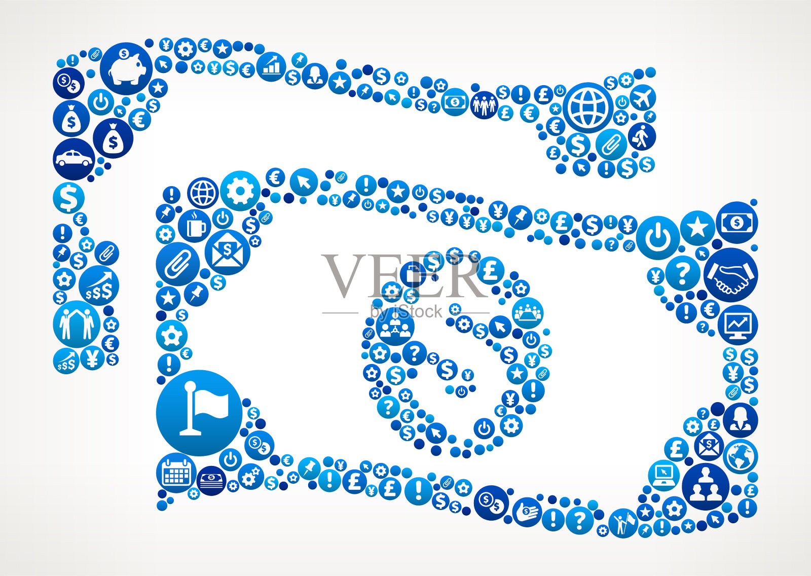 货币业务和金融蓝色图标模式插画图片素材