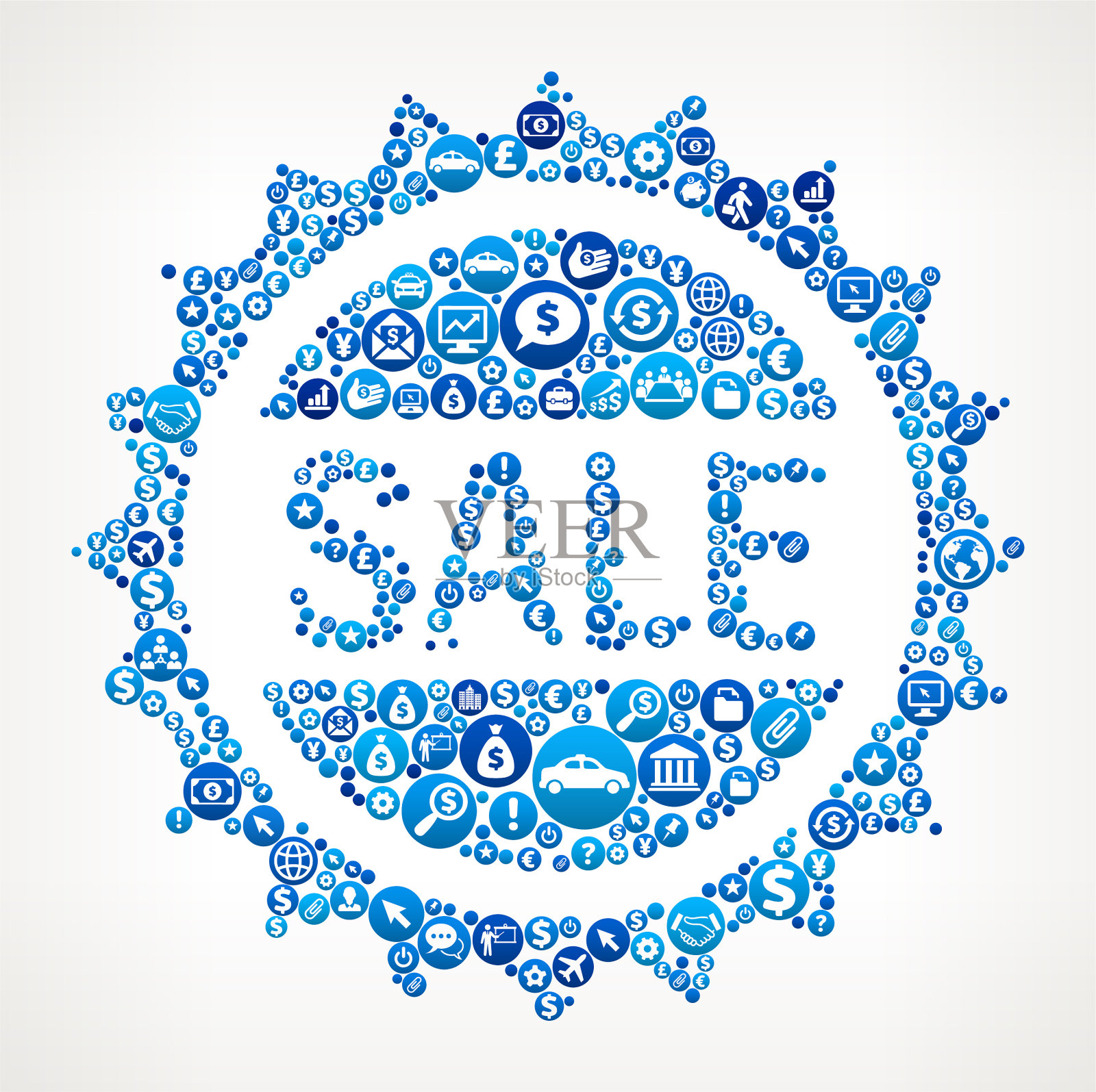 销售徽章业务和财务蓝色图标模式设计元素图片