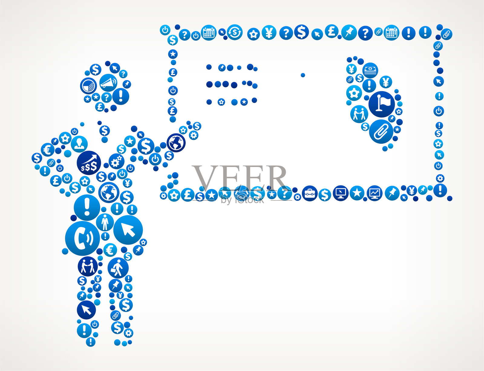 蓝色商务金融演示图标插画图片素材