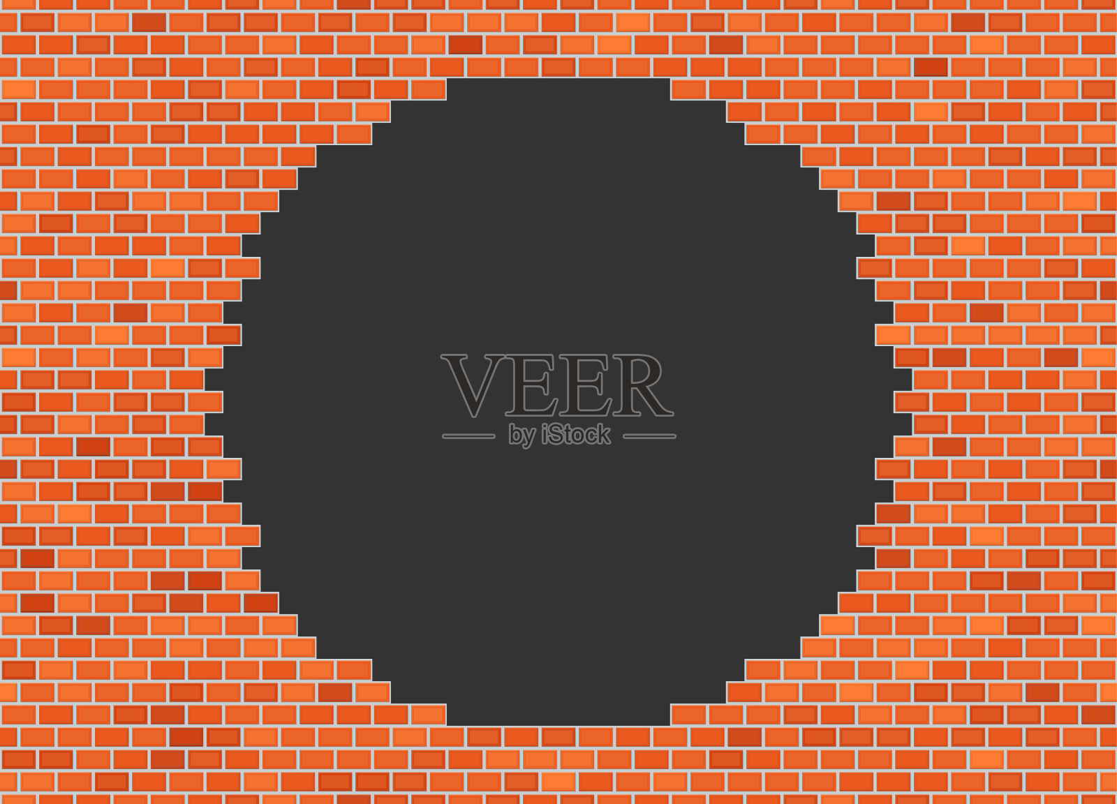 矢量砖破墙背景与大黑洞插画图片素材