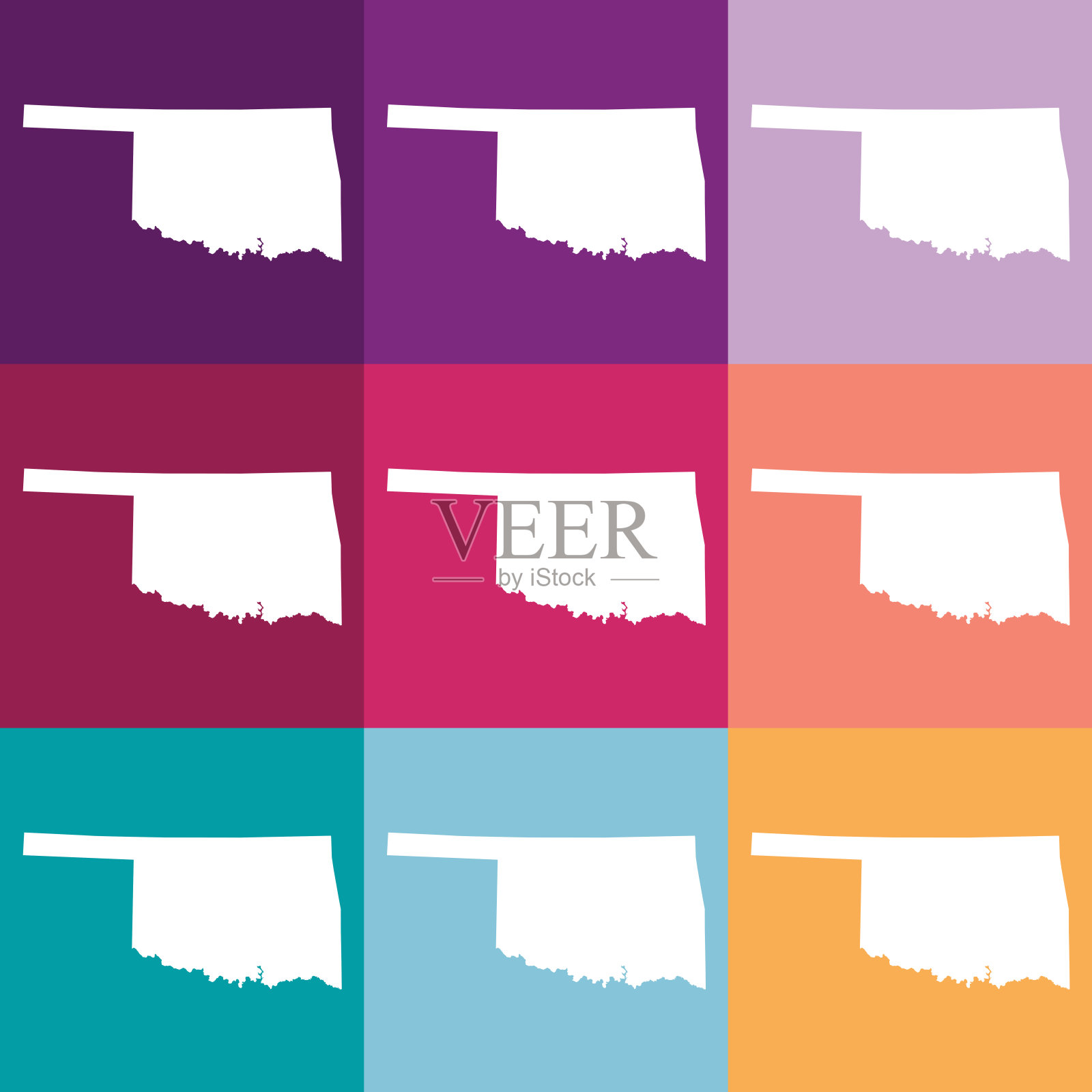 矢量俄克拉荷马，美国地图在柔和的颜色插画图片素材