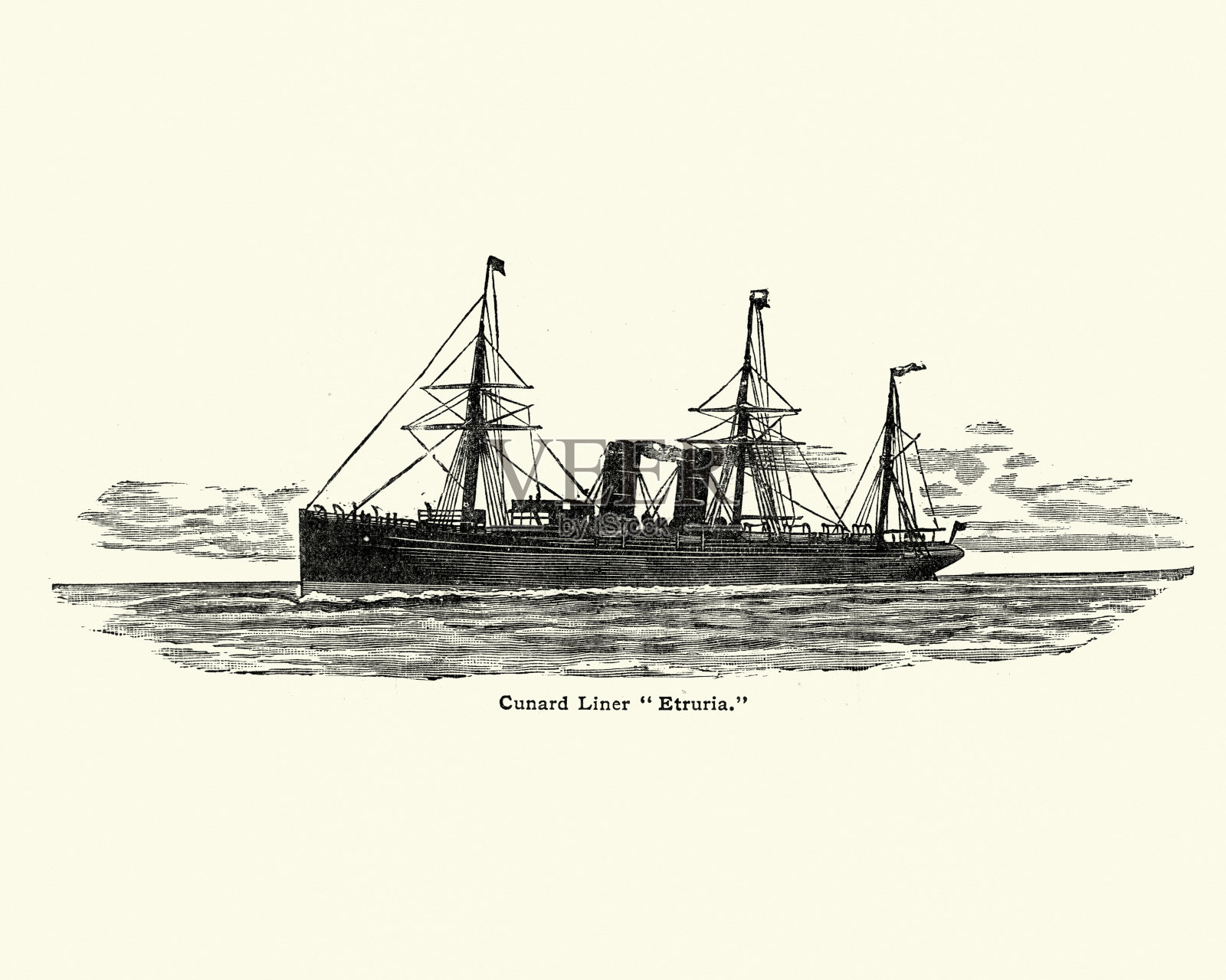 RMS Etruria，跨大西洋班轮，19世纪设计元素图片