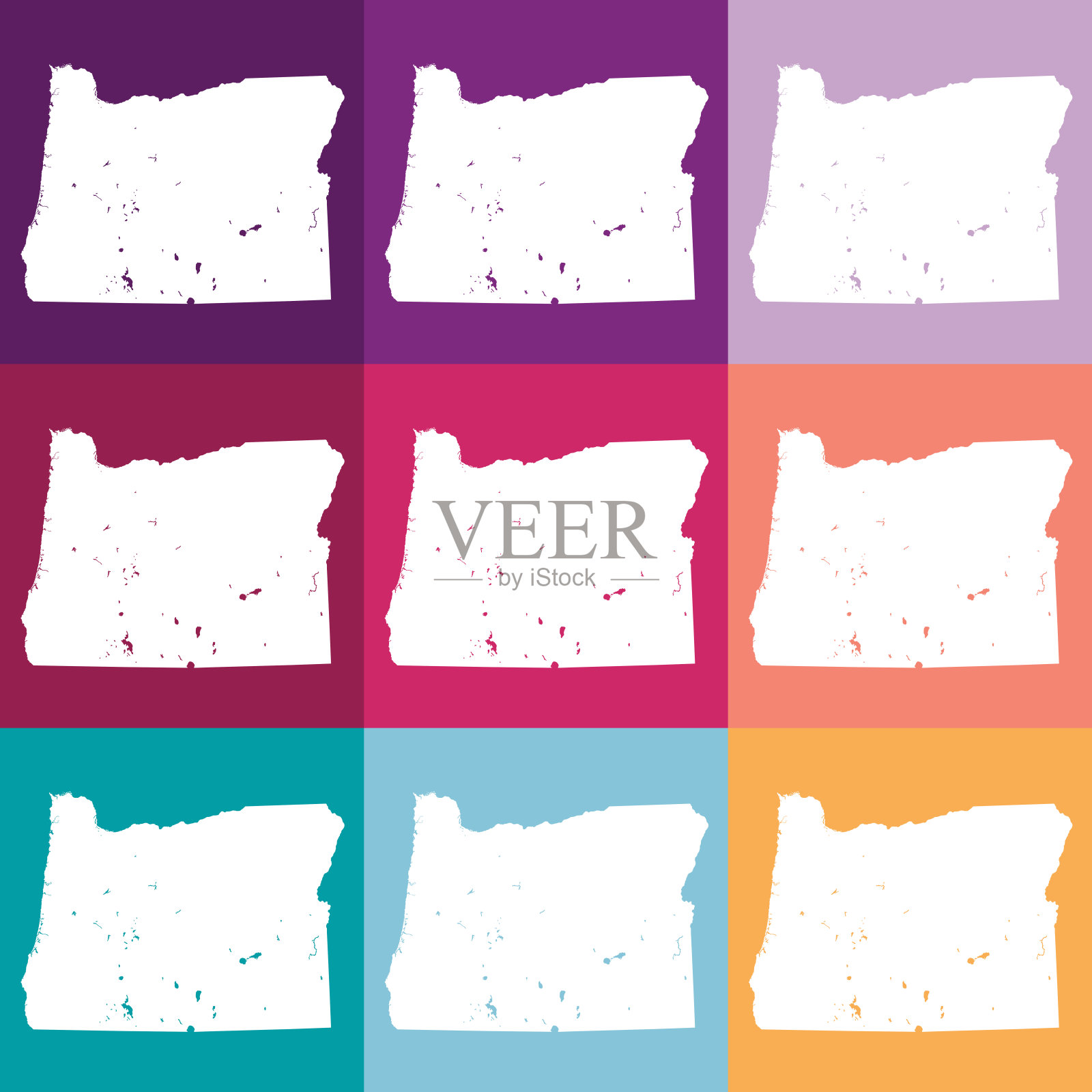 矢量俄勒冈，美国地图在柔和的颜色插画图片素材