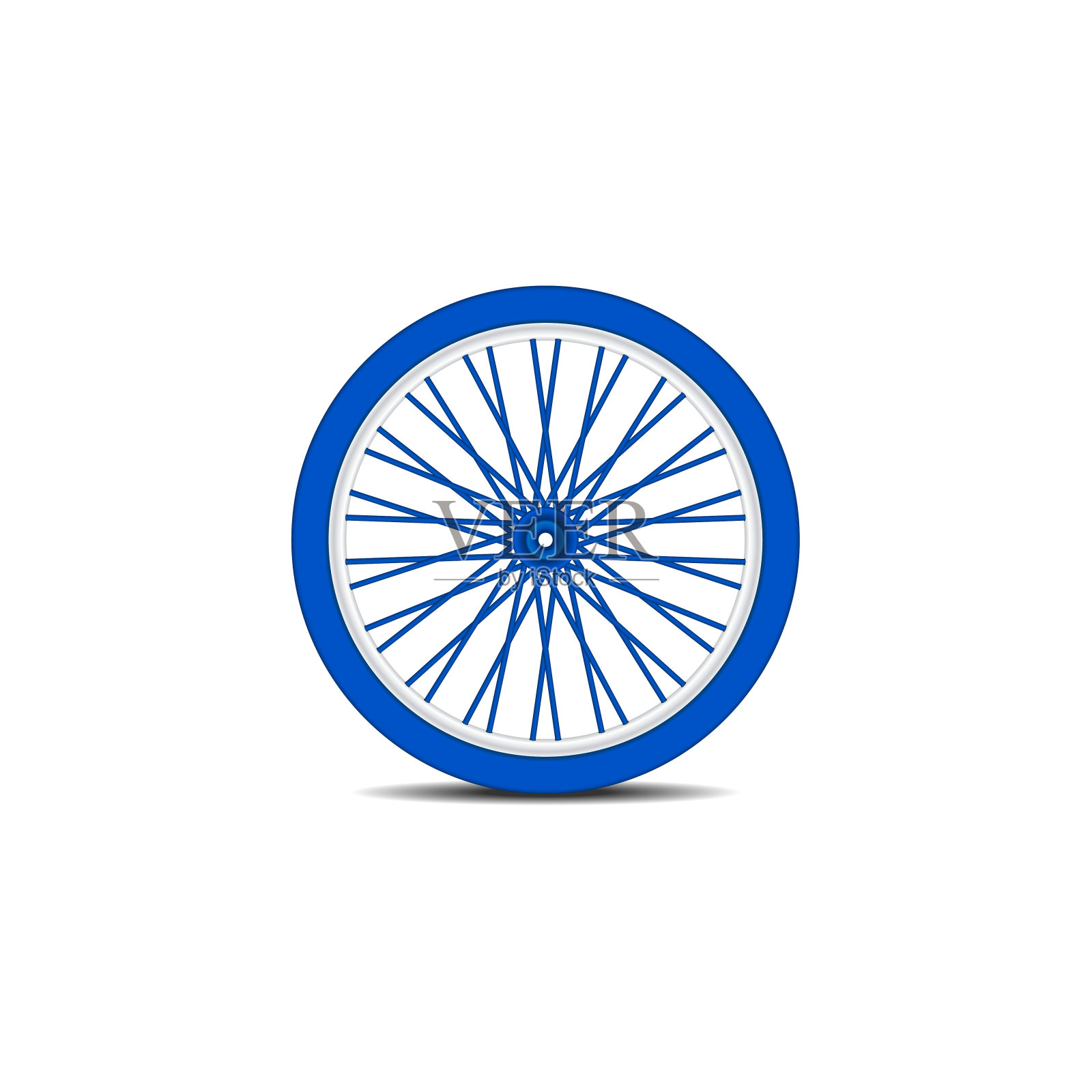蓝色设计的自行车轮，带阴影设计元素图片