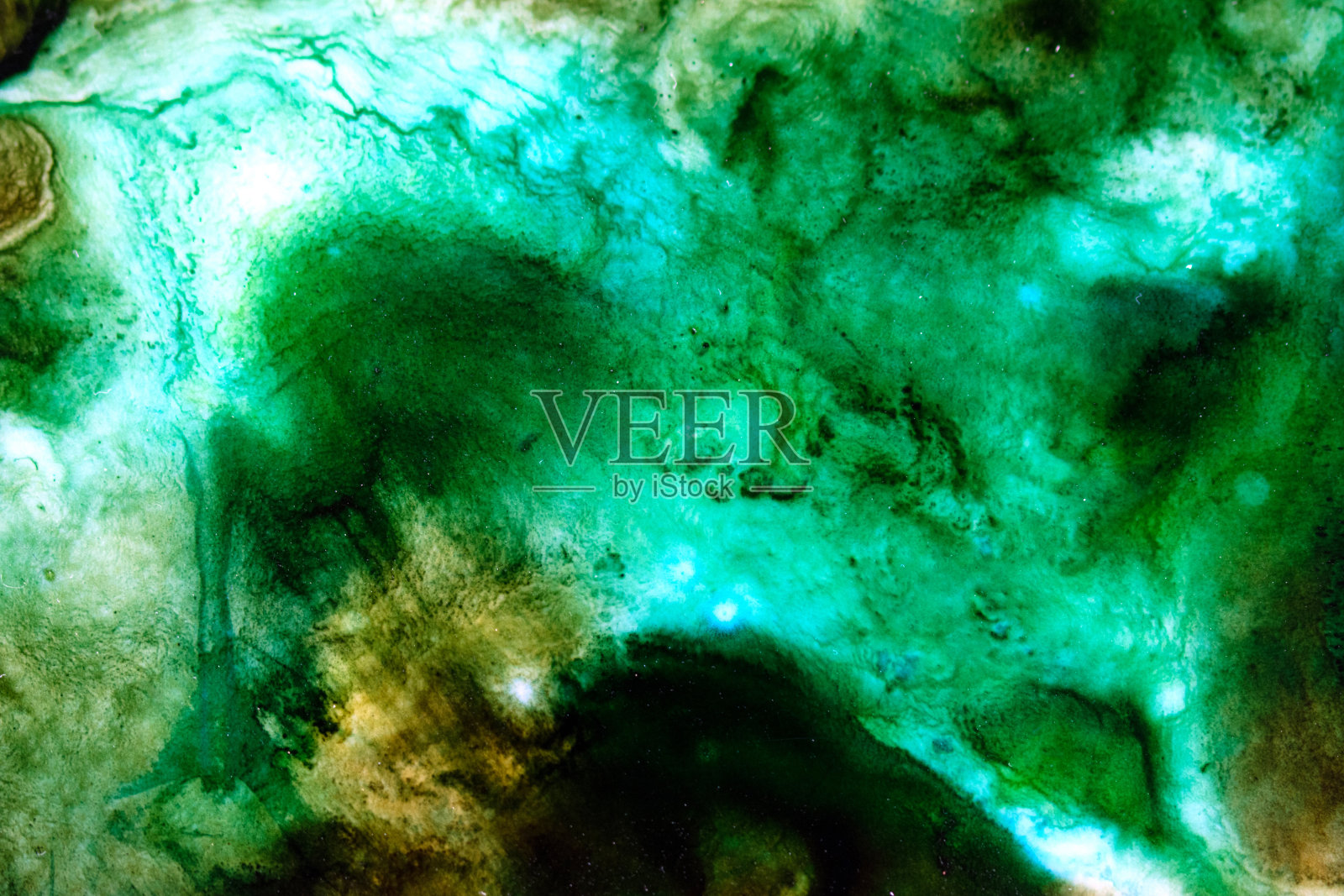 水彩与蓝色，绿色和棕色。照片摄影图片