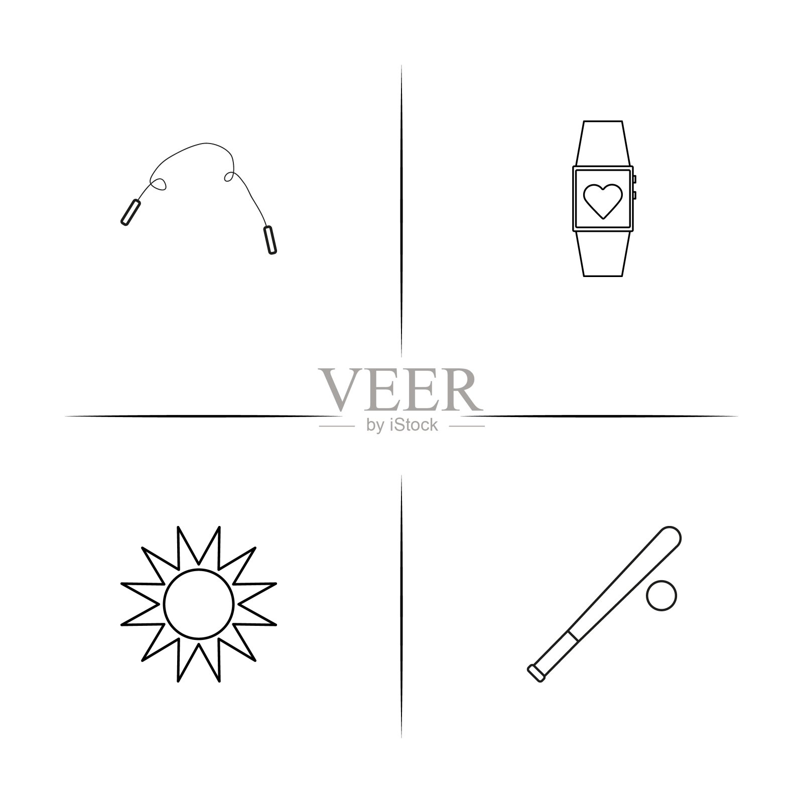 运动健身和娱乐简单的线性图标设置。简单的轮廓图标插画图片素材