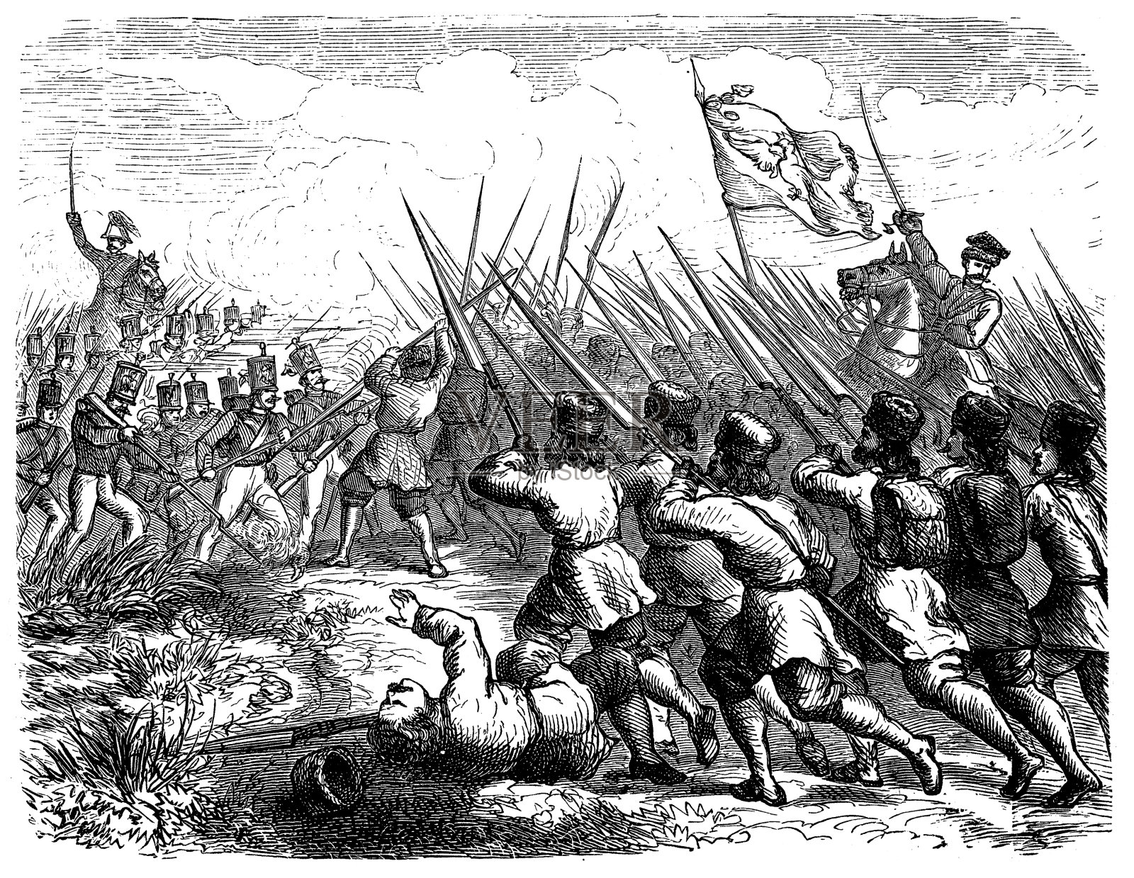 Ostrołęka战役(1831年)，波兰11月起义期间插画图片素材