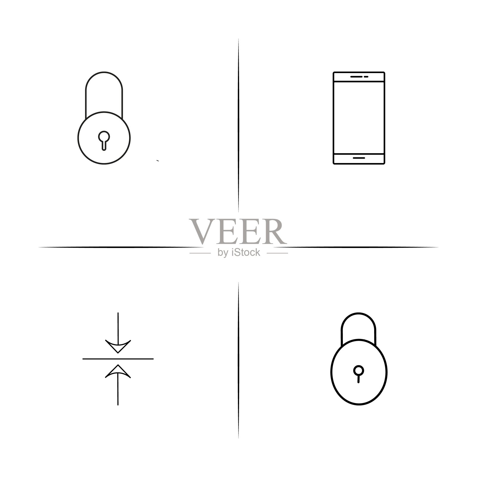 网页和文本简单的线性图标集。简单的轮廓图标图标素材