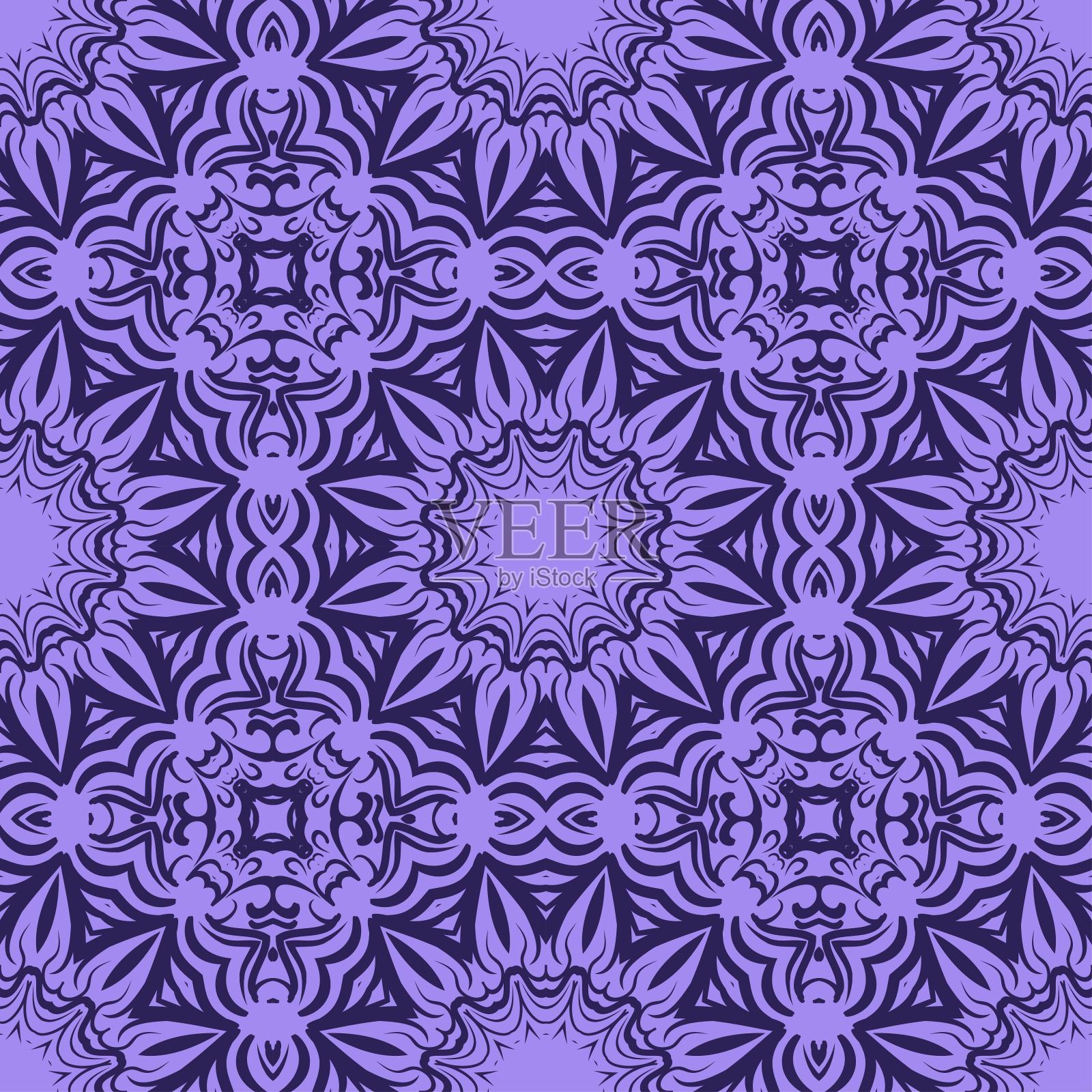 无缝创意手绘花卉图案。矢量插图。用于印刷、墙纸、纺织品插画图片素材