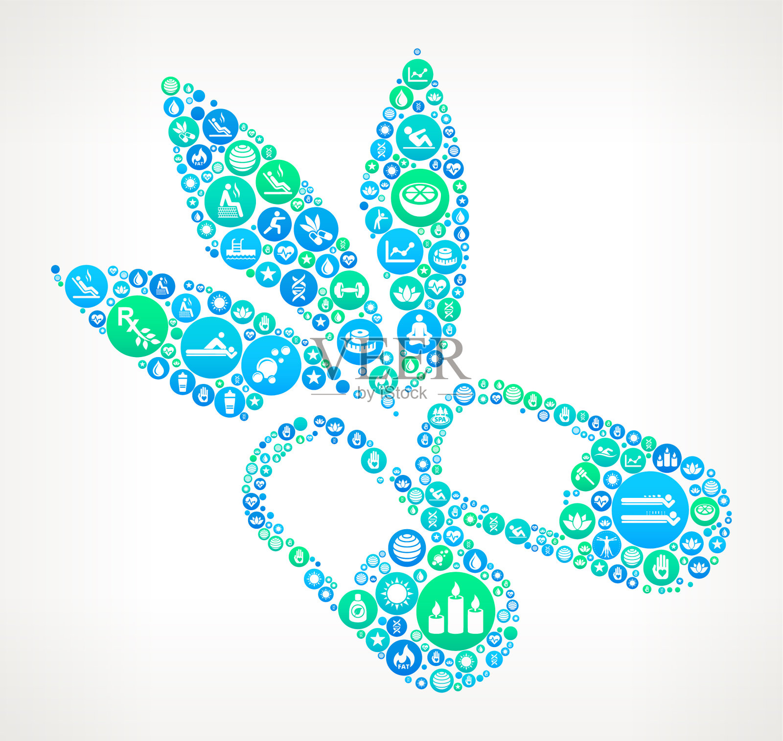 草药药丸水疗和健康矢量图标模式插画图片素材
