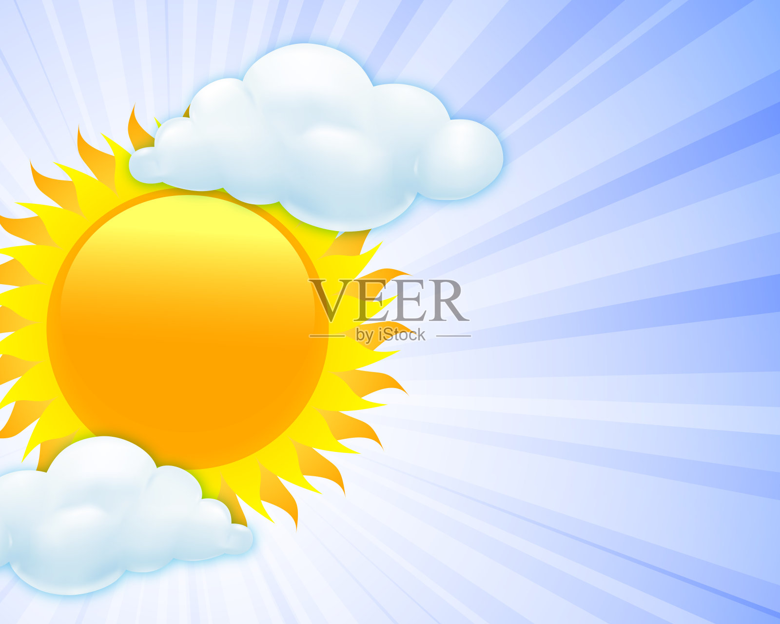 有云有日的天空插画图片素材