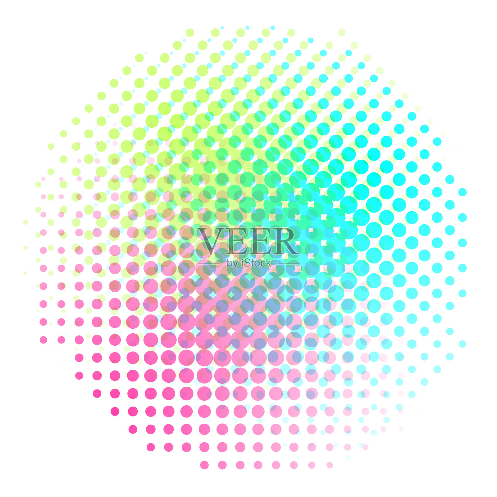 背景彩色半色调梯度矢量。抽象背景与彩色的半色调元素。Geomeric复古的背景插画图片素材