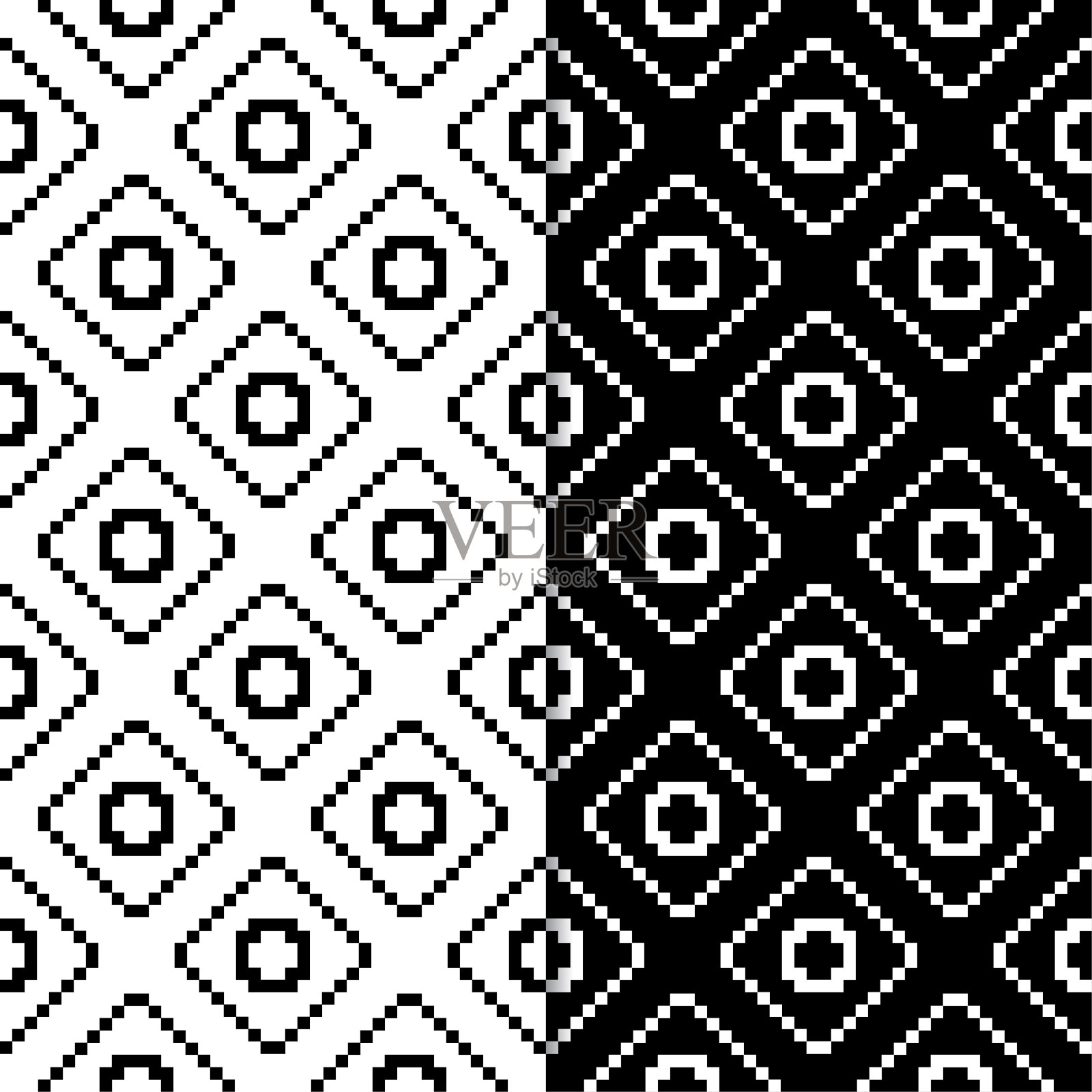 黑白几何装饰。无缝模式集插画图片素材