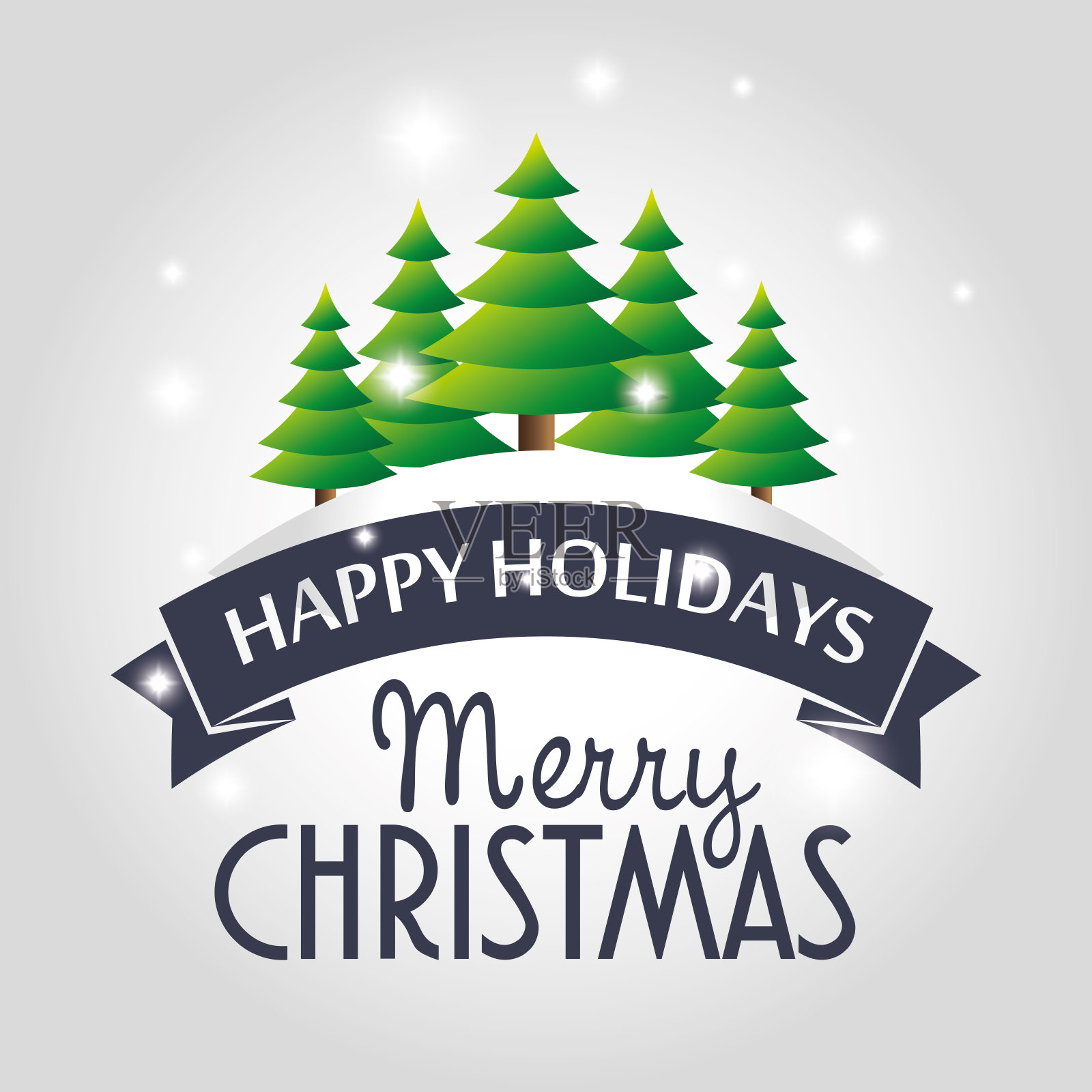 快乐快乐的圣诞树卡插画图片素材