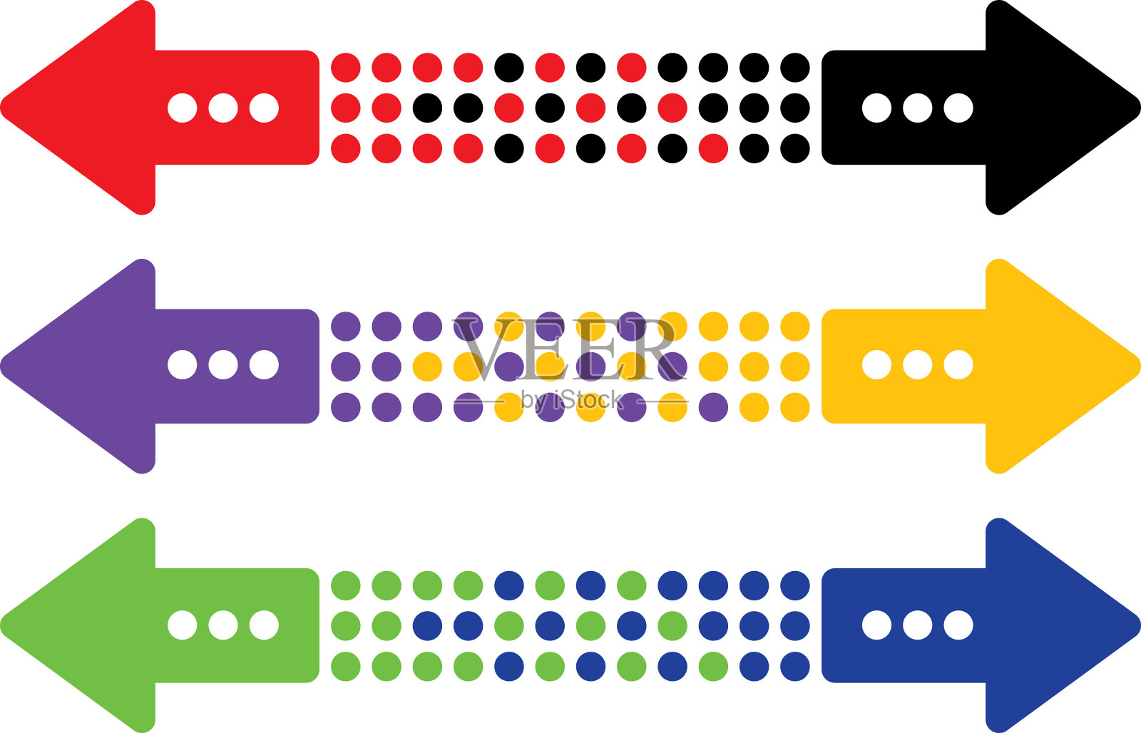 三个波普艺术方向箭头插画图片素材