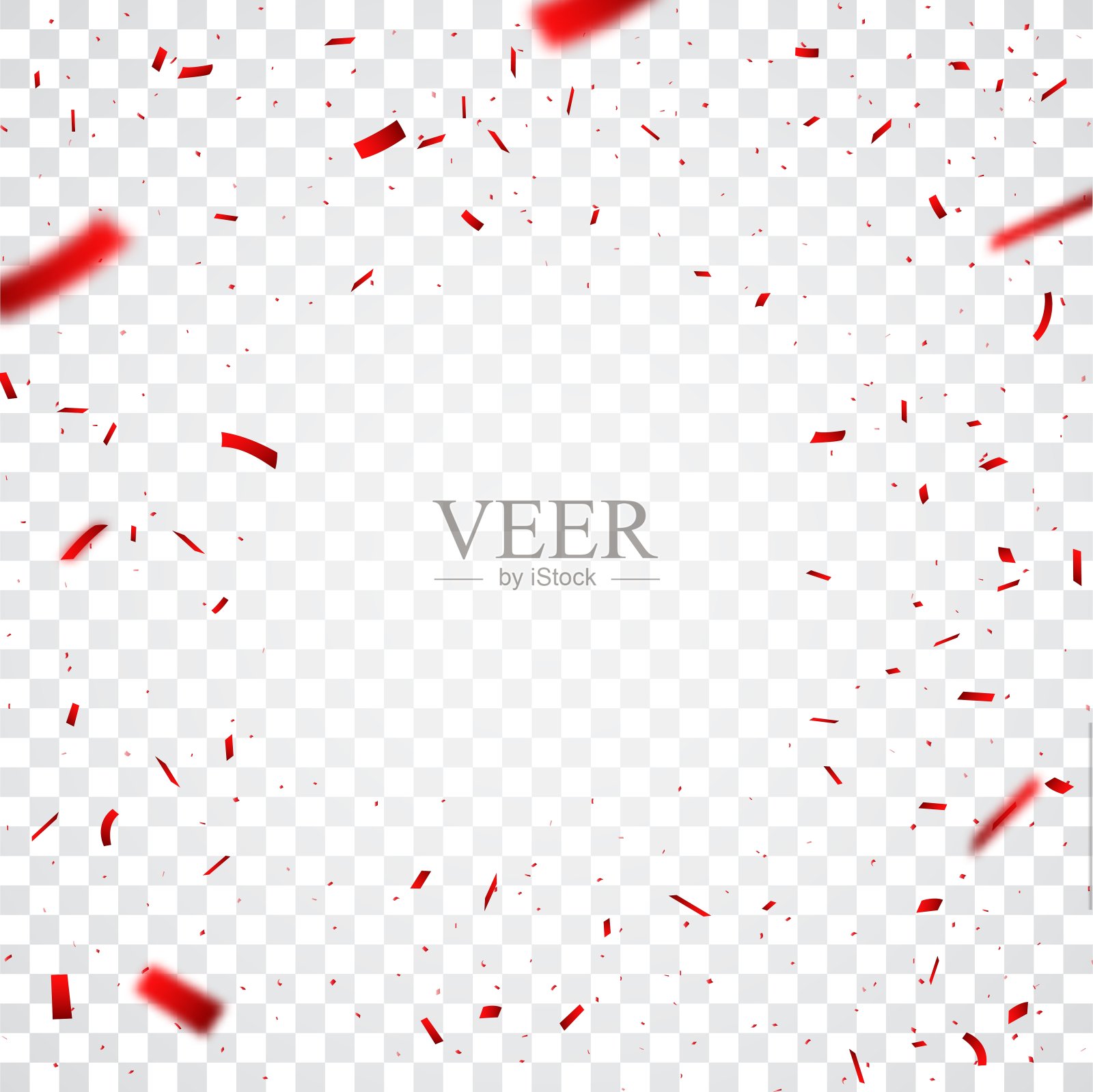 漂亮的红色纸屑，透明背景插画图片素材