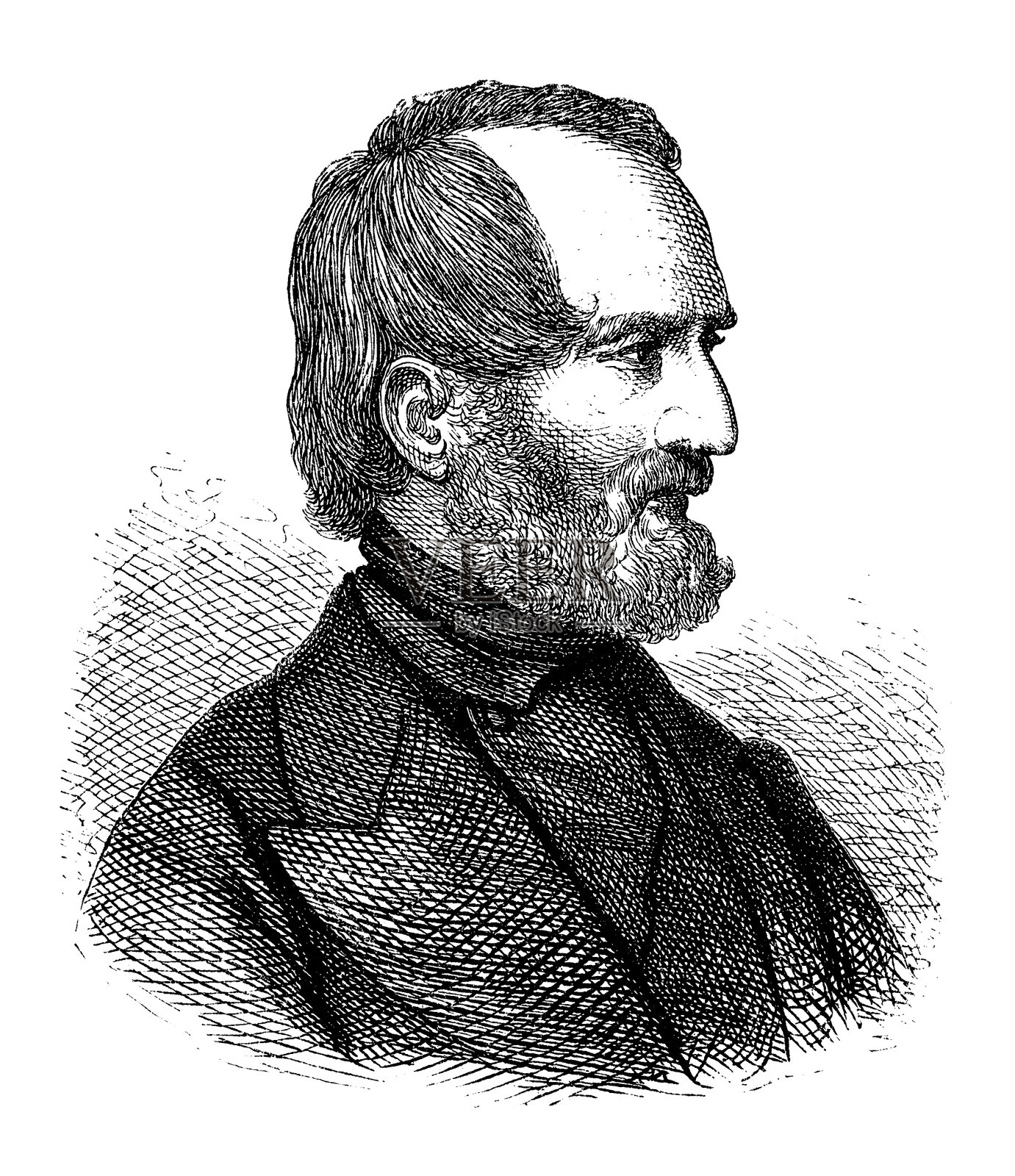 朱塞佩·马齐尼(1805年6月22日- 1872年3月10日)，意大利政治家、记者、意大利统一运动的积极分子插画图片素材