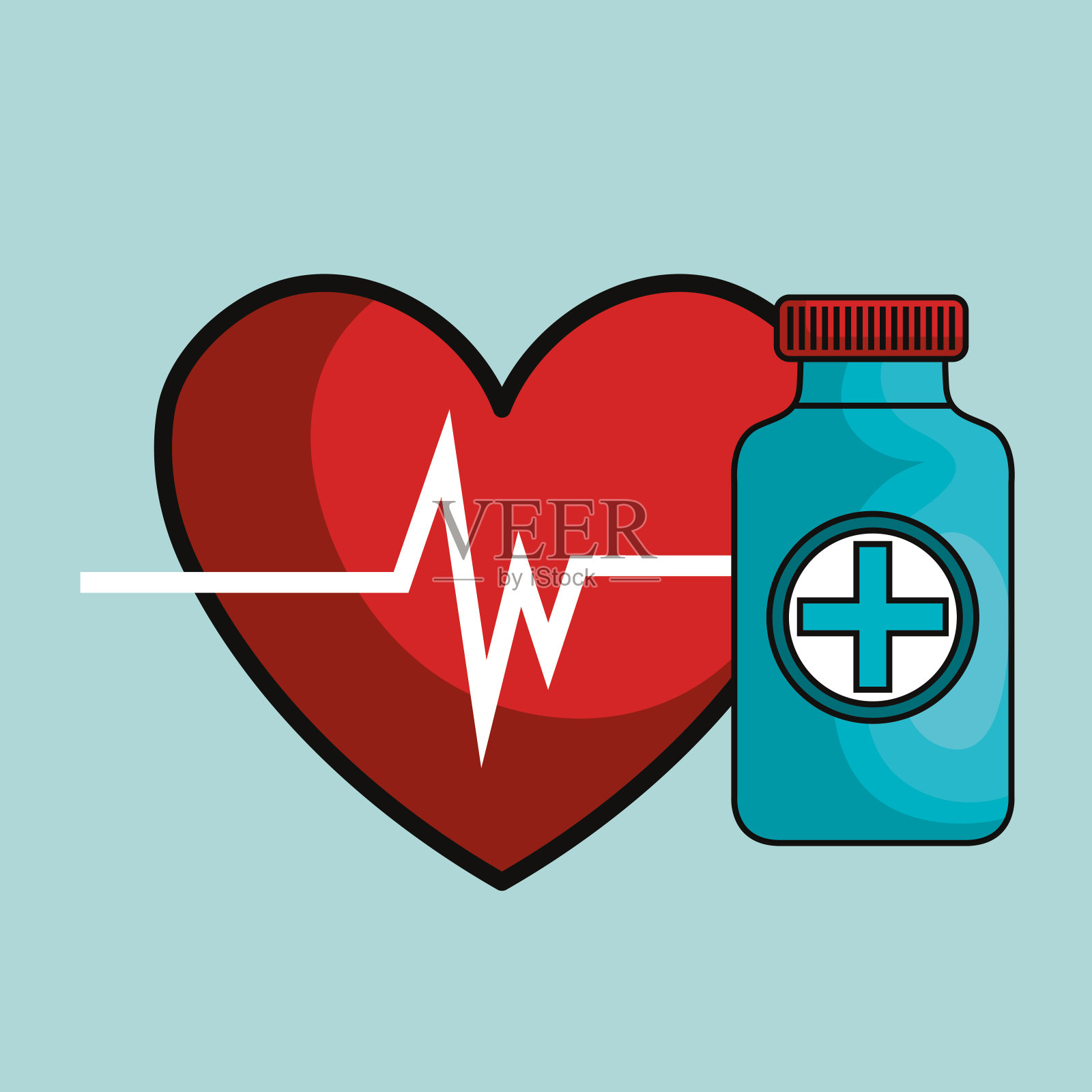 医疗保健平面图标插画图片素材