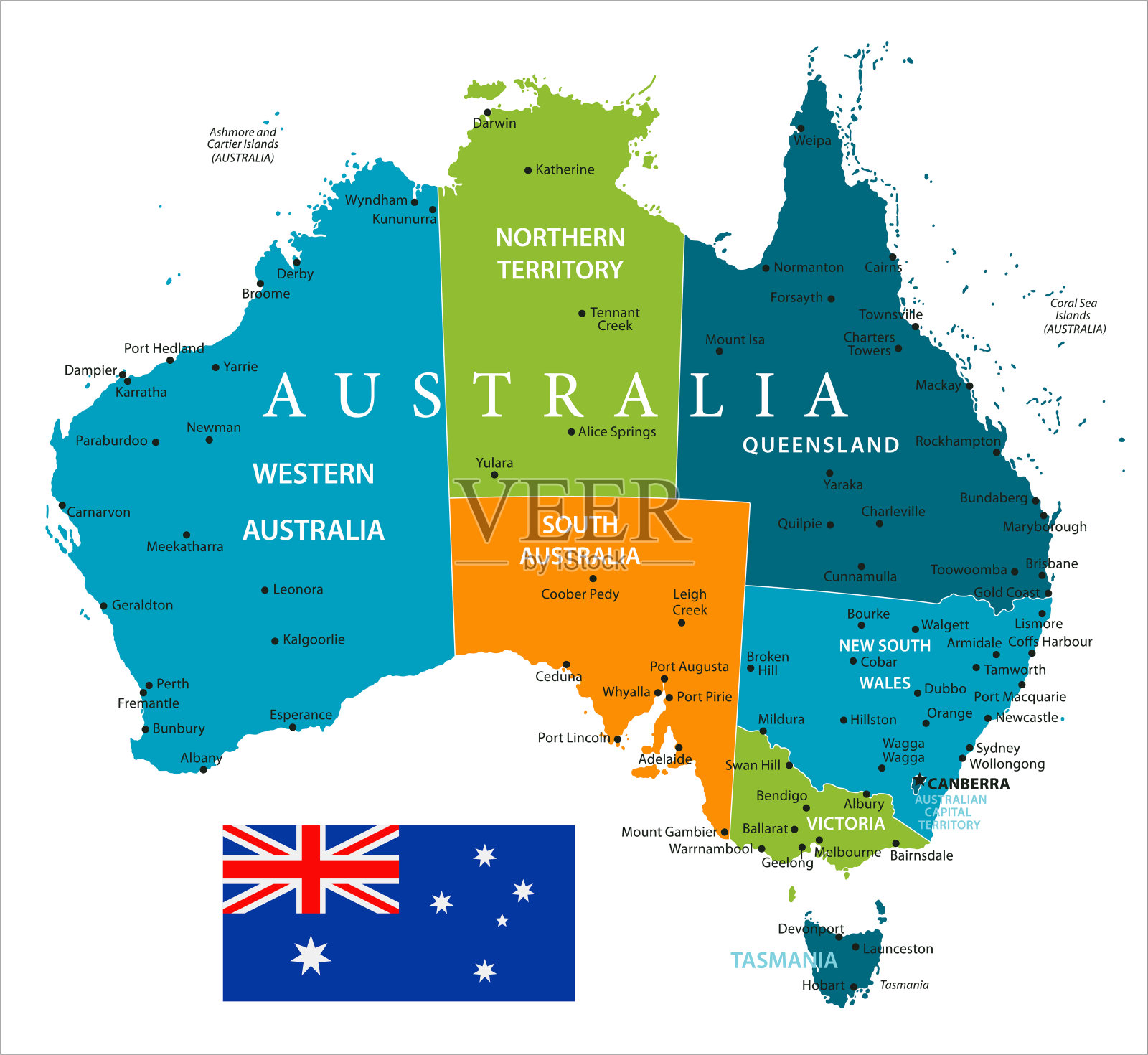 地图的澳大利亚-矢量插画图片素材