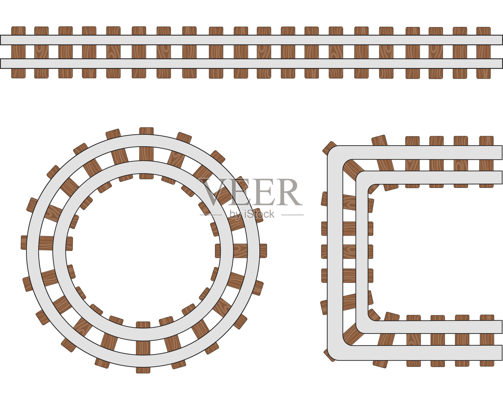 客运列车矢量轨道刷，铁路线路或铁路要素插画图片素材