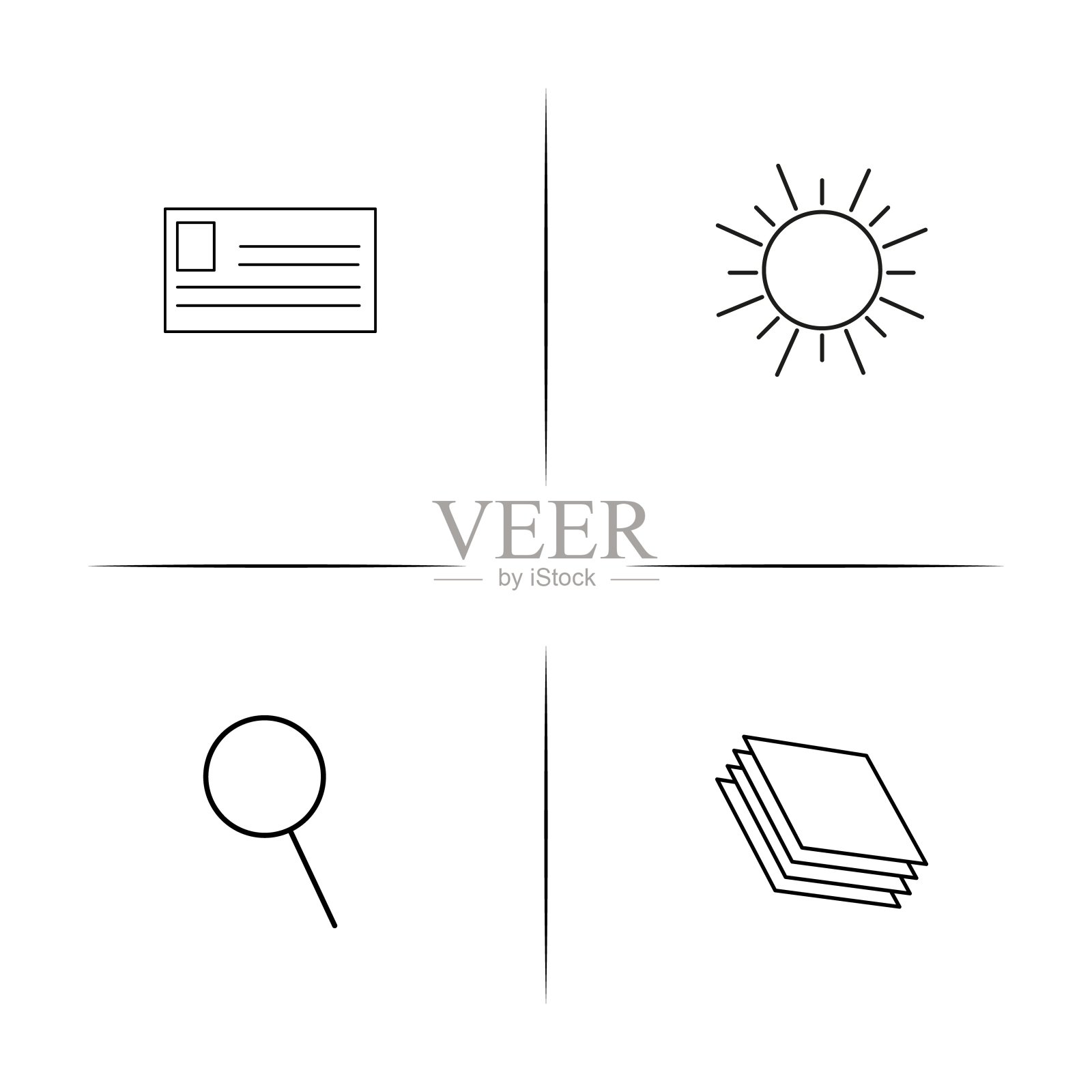 创意过程和设计简单的线性图标集。概述了矢量图标图标素材