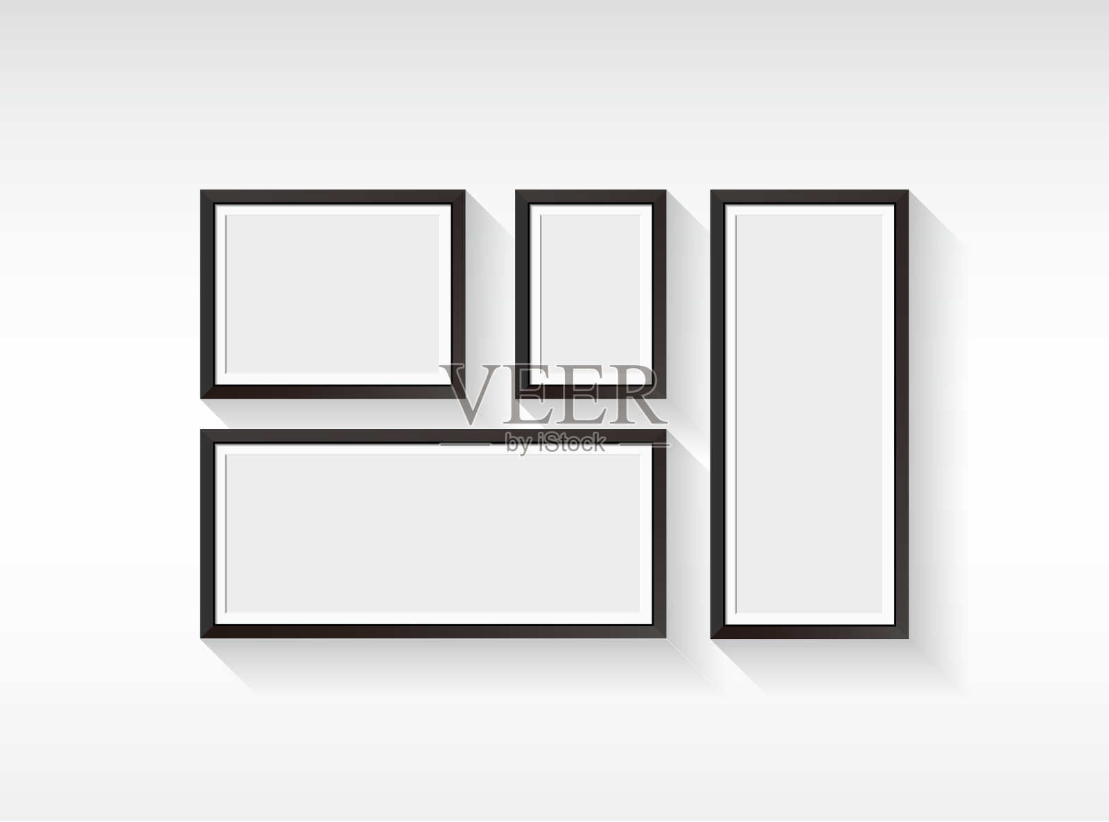 矢量空白相框集孤立在白色背景插画图片素材