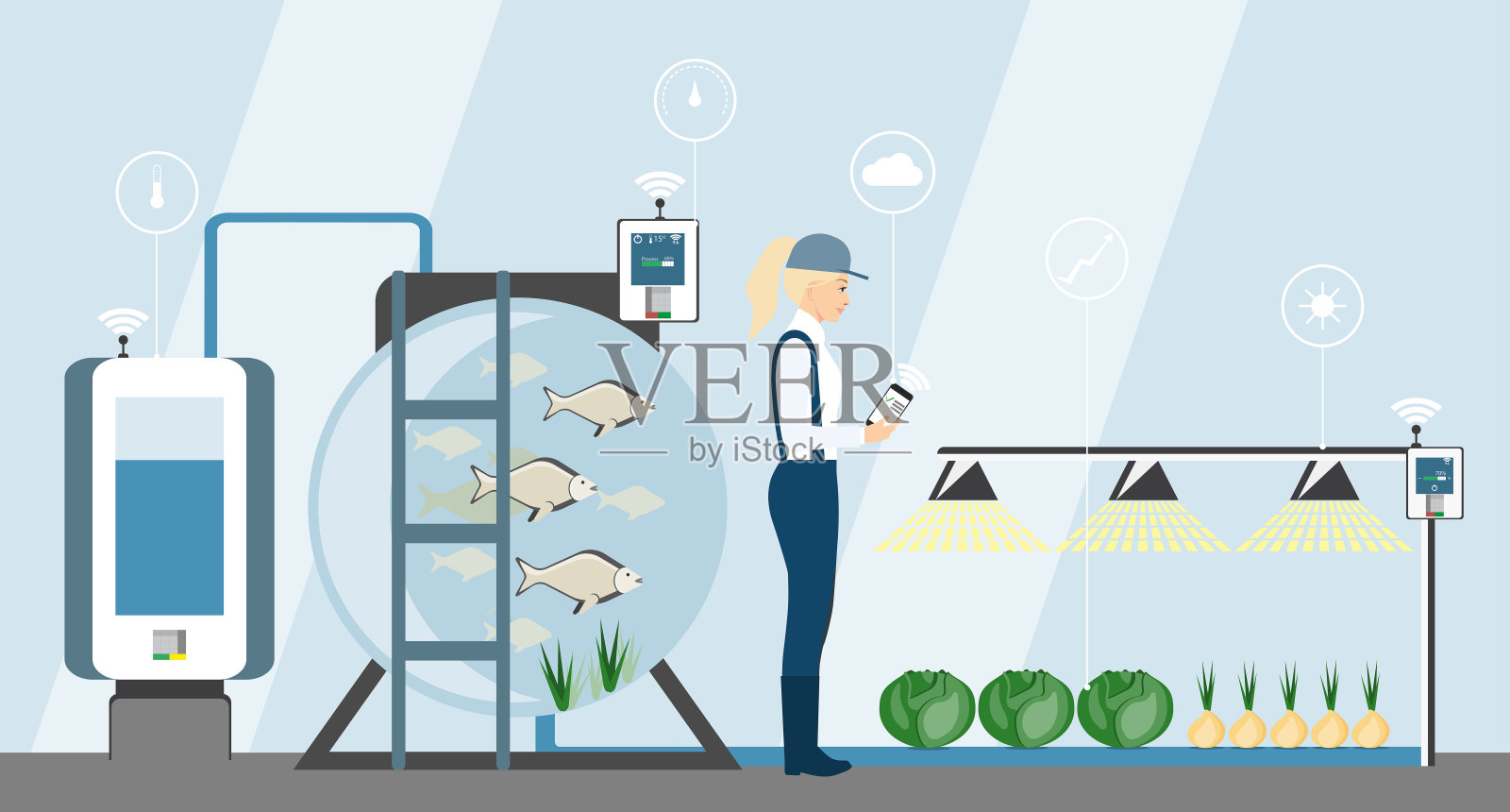 在地里种植植物。插画图片素材