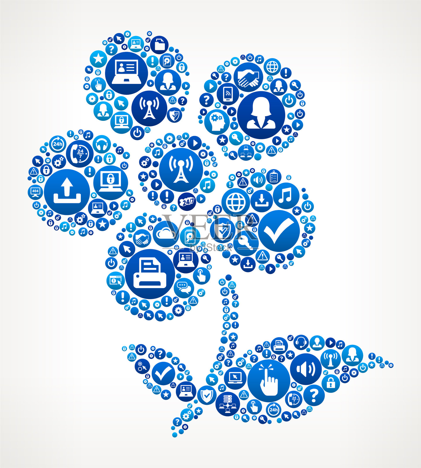 夏花电脑技术支持插画图片素材