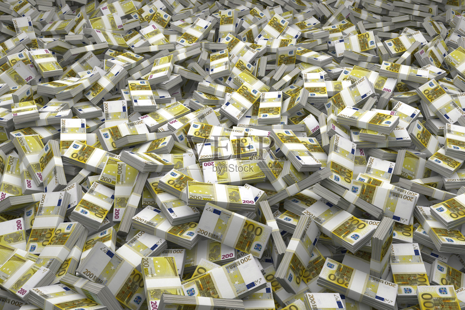 成堆的200欧元钞票照片摄影图片