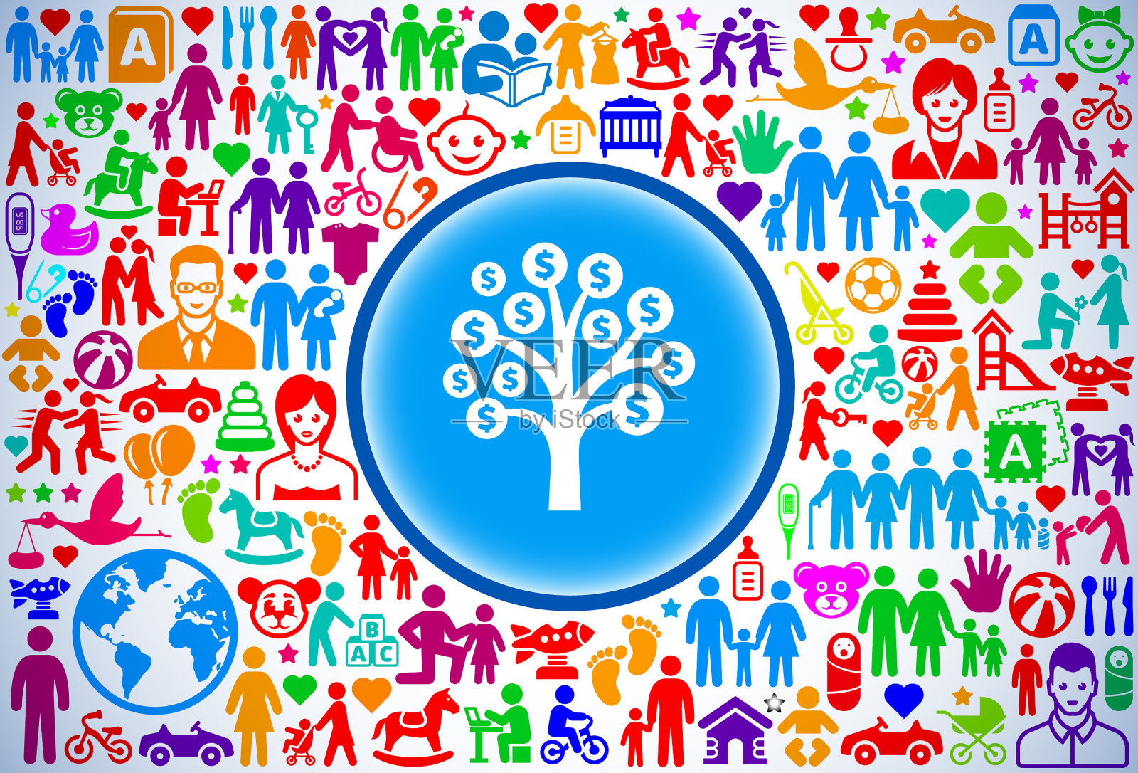 钱树家庭和父母矢量图标模式图标素材