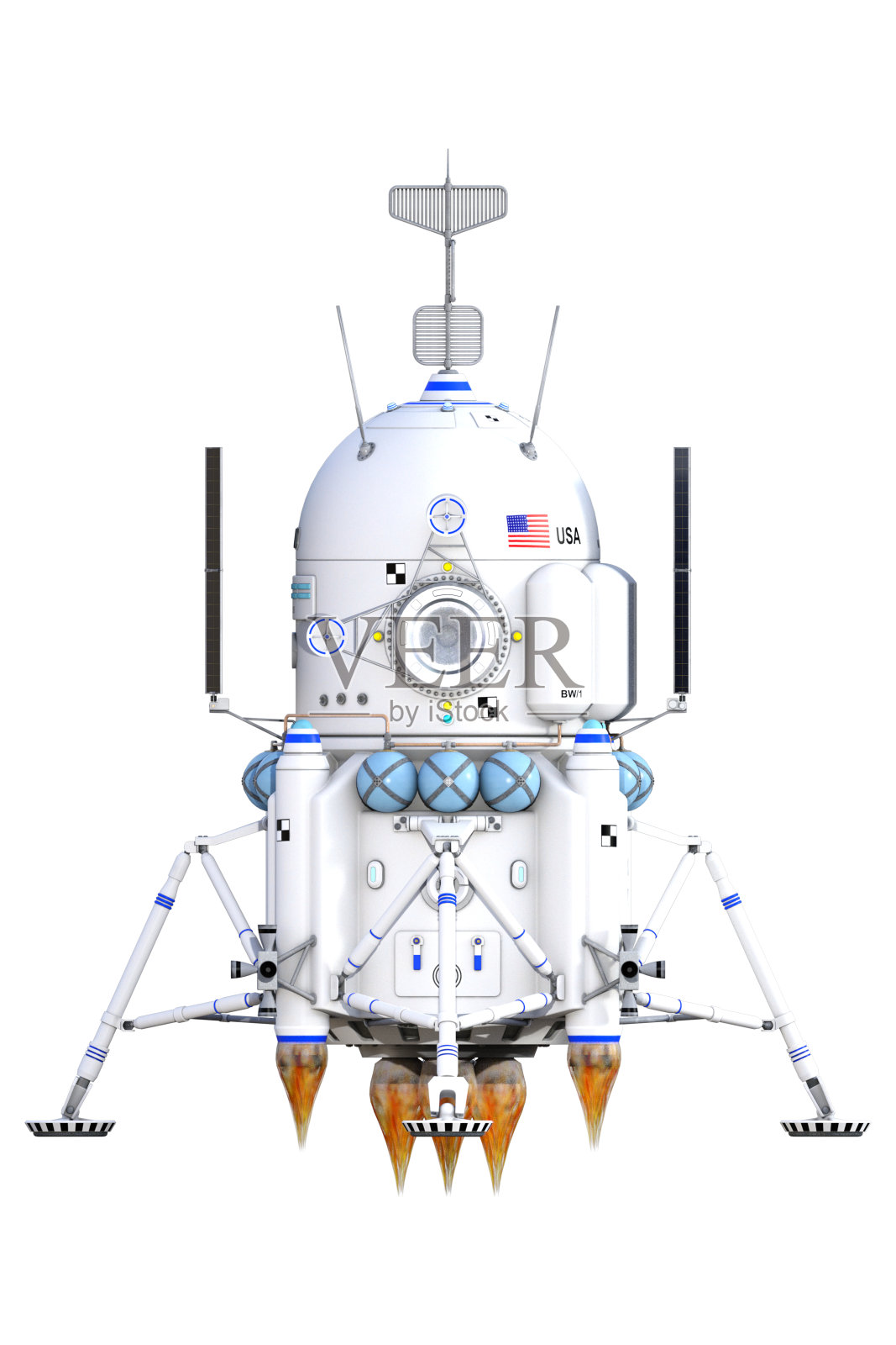 宇宙飞船/ UFO孤立在白色，3d渲染照片摄影图片