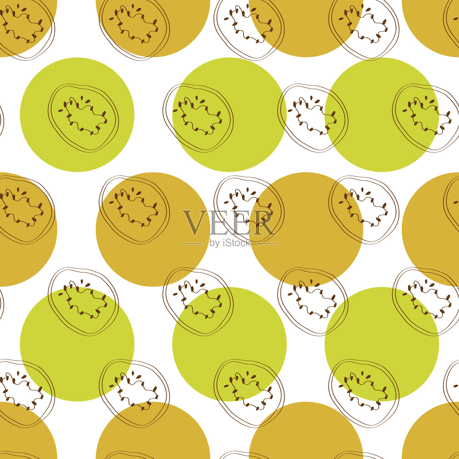 轮廓猕猴桃图案与子弹背景。插画图片素材