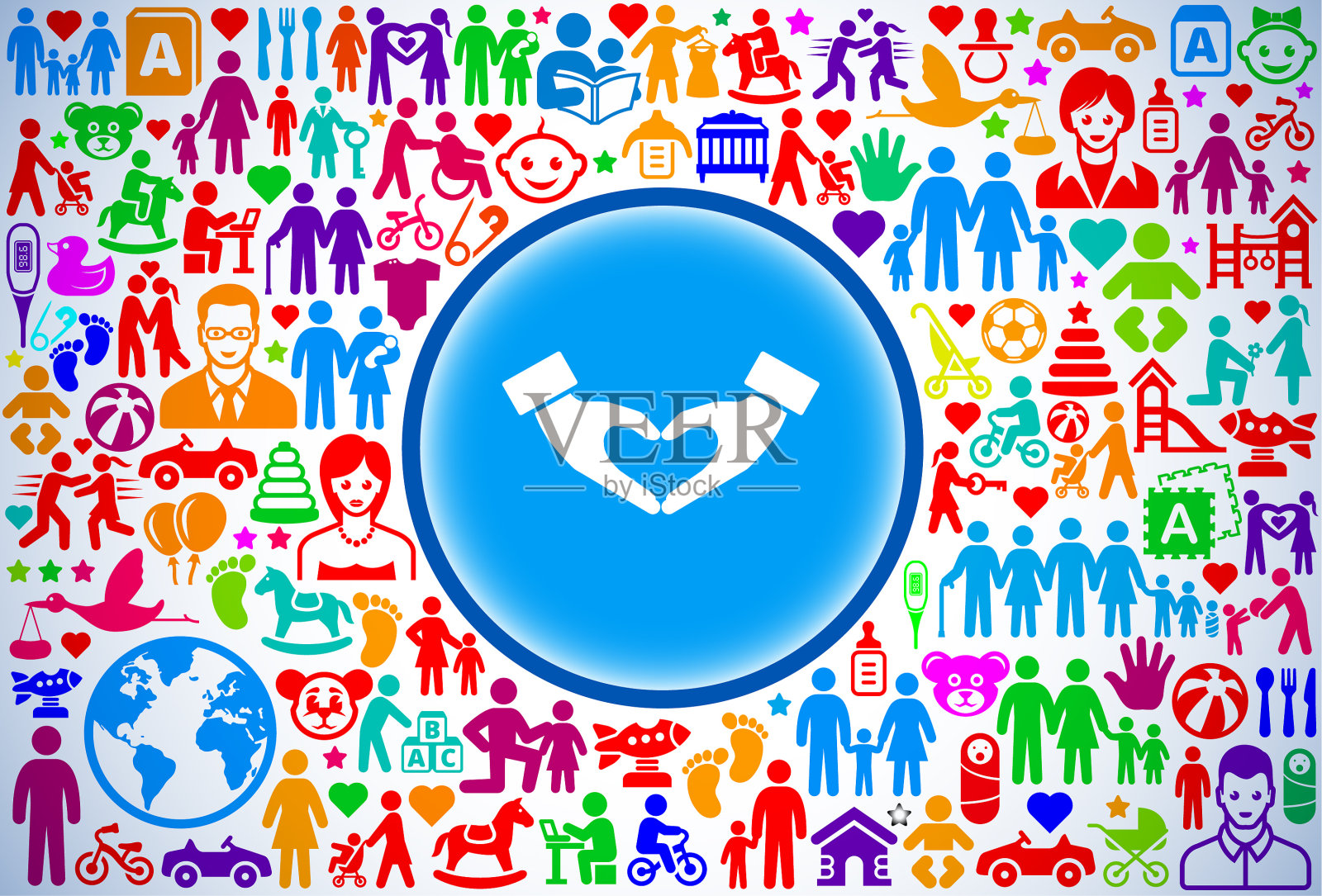 爱手家庭和父母矢量图标模式插画图片素材