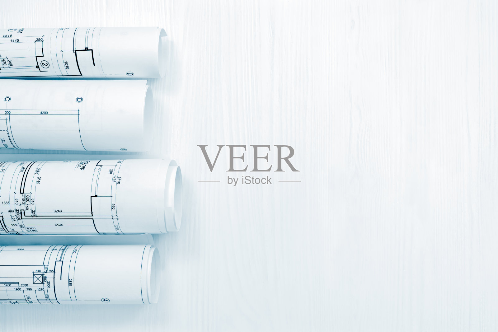 建筑背景图纸卷和技术图纸照片摄影图片