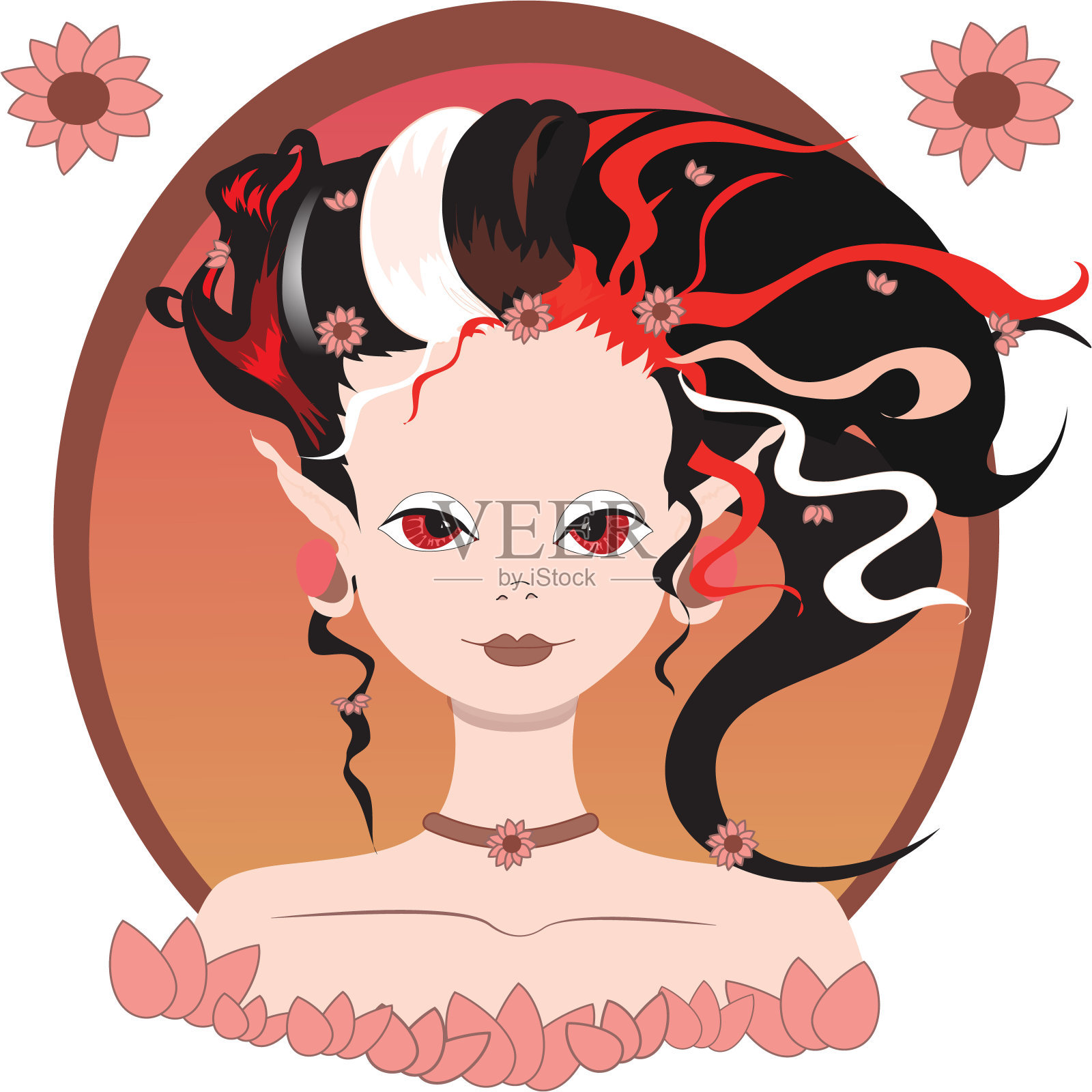 童话般的黑发精灵插画图片素材